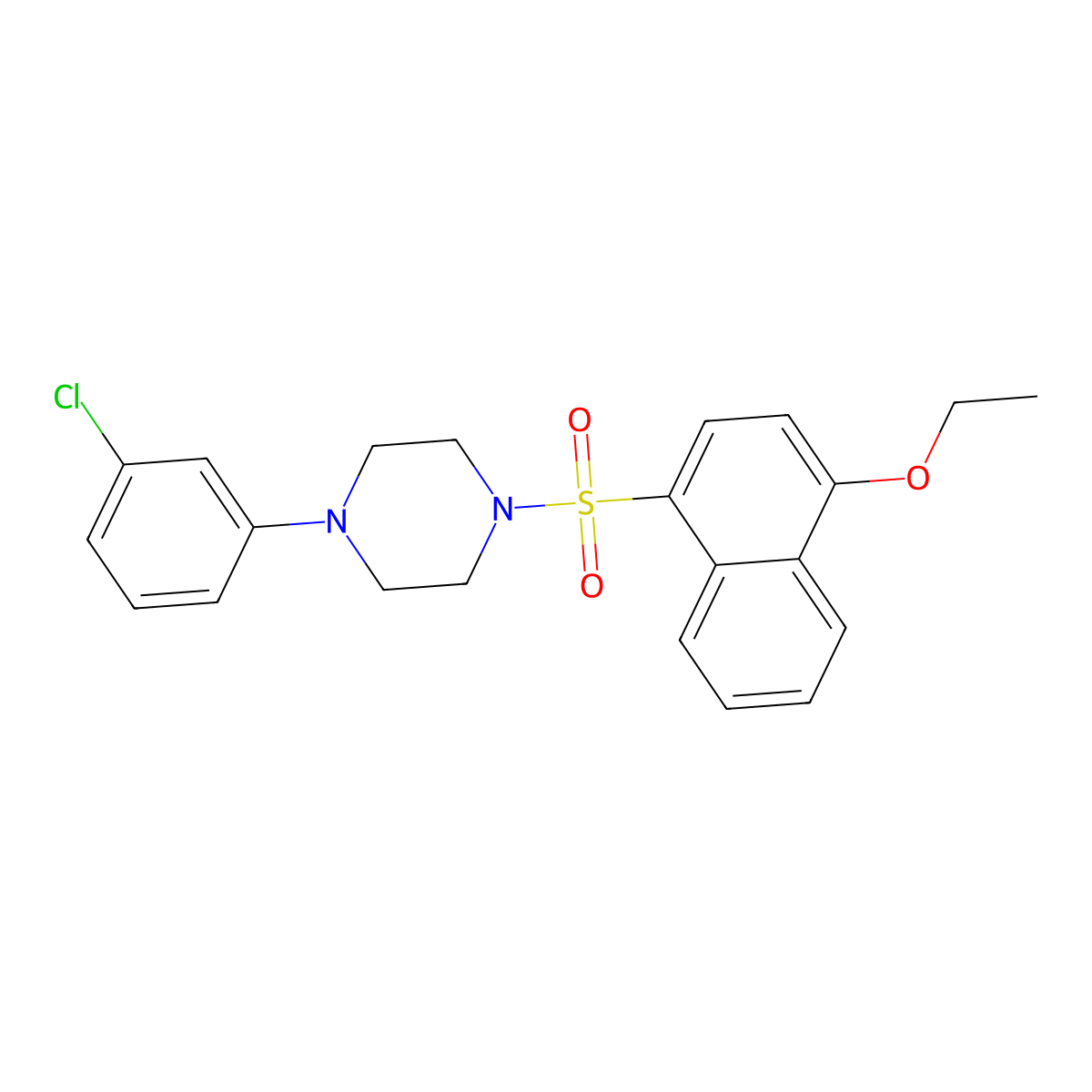 1-(3-Chlorophenyl)-4-((4-ethoxynaphthalen-1-yl)sulfonyl)piperazine molecular structure, CAS 667892-57-1