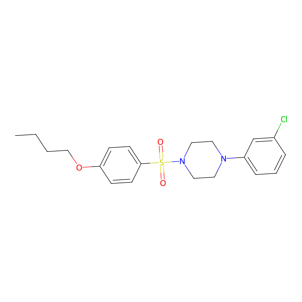 1-(4-Butoxyphenyl)sulfonyl-4-(3-chlorophenyl)piperazine molecular structure, CAS 667892-58-2