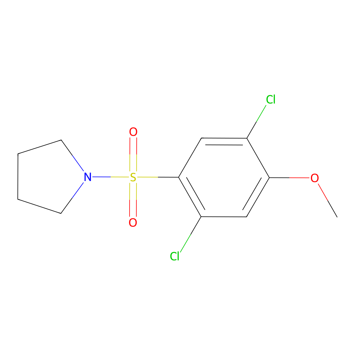 1-(2,5-Dichloro-4-methoxyphenyl)sulfonylpyrrolidine molecular structure, CAS 667892-60-6