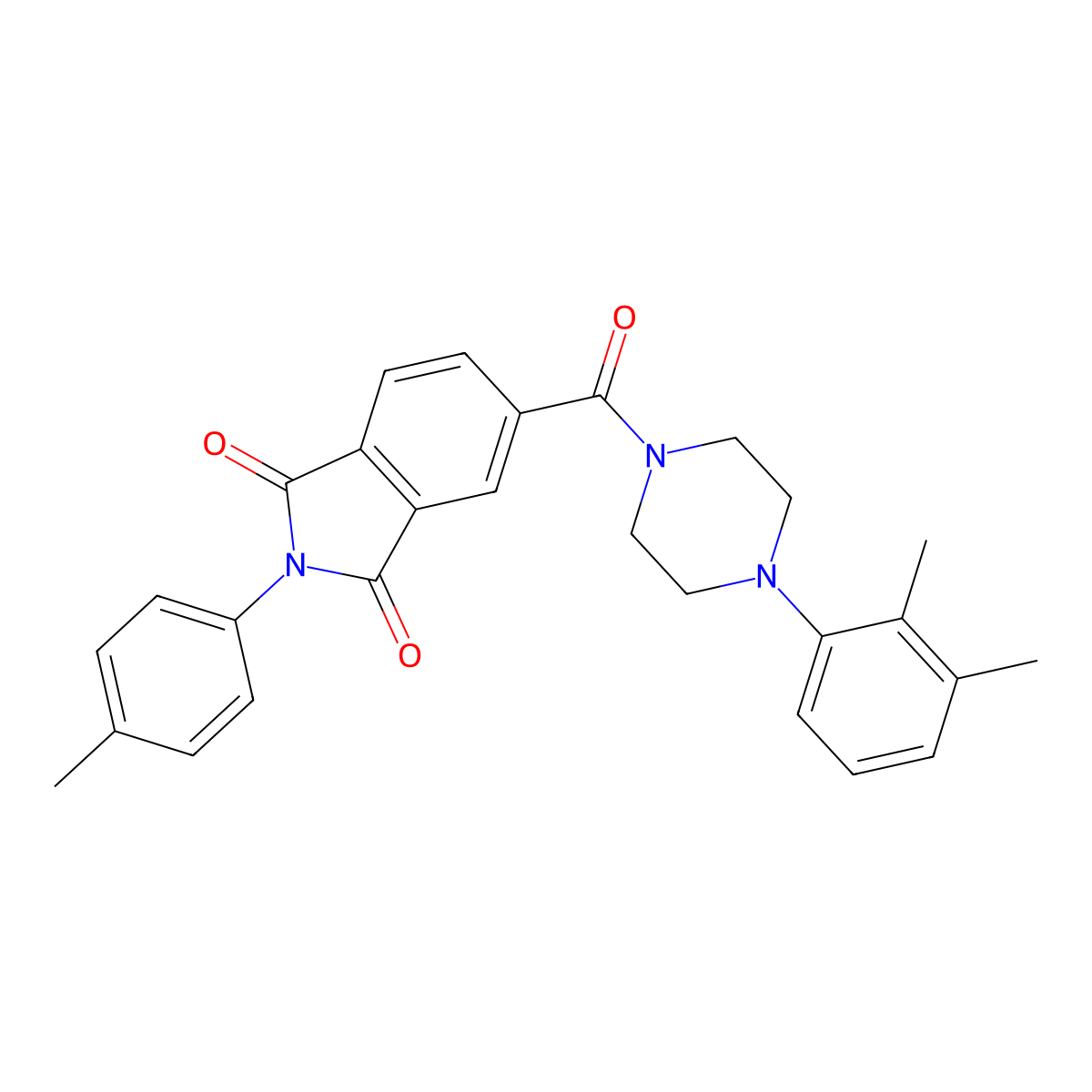 5-(4-(2,3-Dimethylphenyl)piperazine-1-carbonyl)-2-(p-tolyl)isoindoline-1,3-dione molecular structure, CAS 667892-65-1