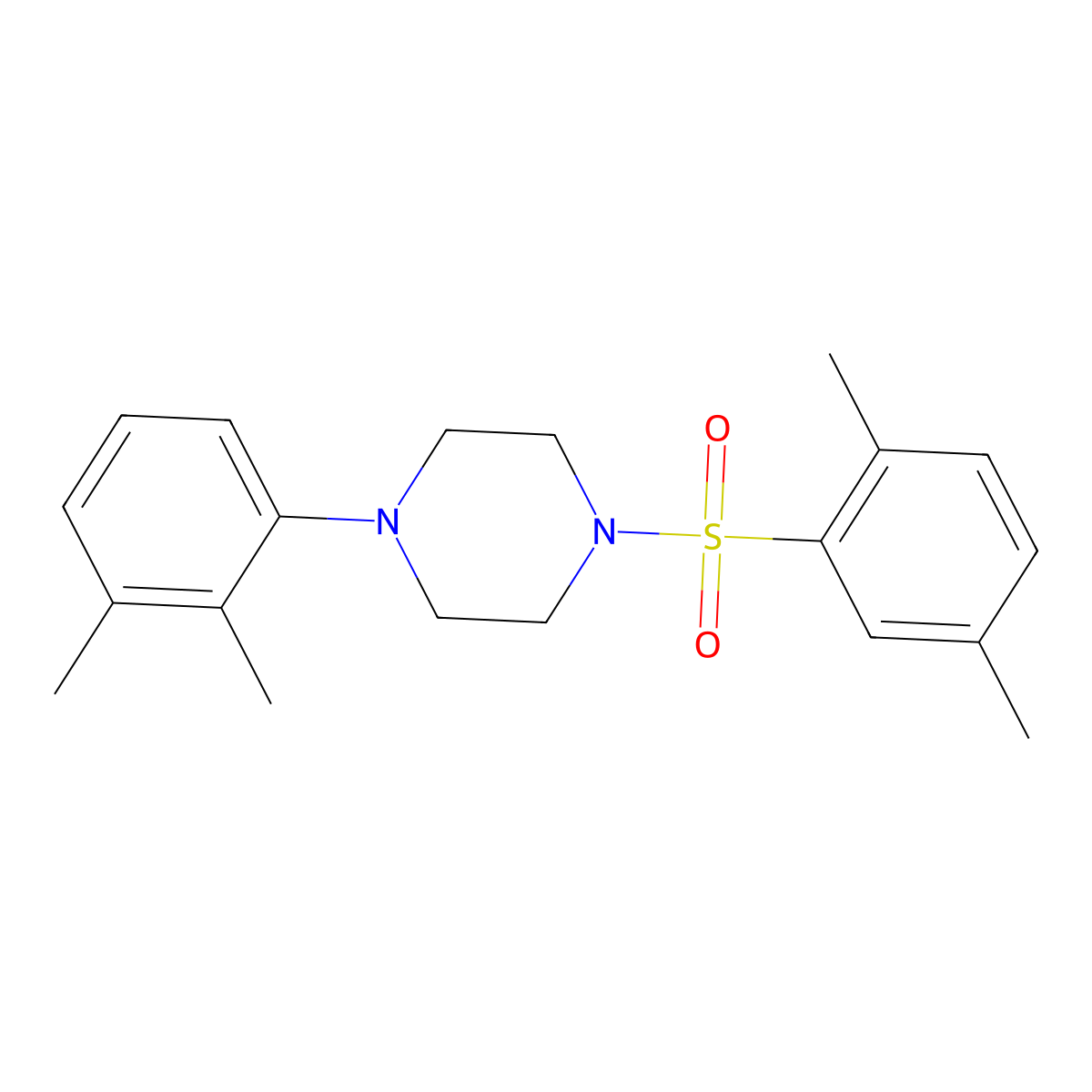 1-(2,3-Dimethylphenyl)-4-(2,5-dimethylphenyl)sulfonylpiperazine molecular structure, CAS 667892-67-3
