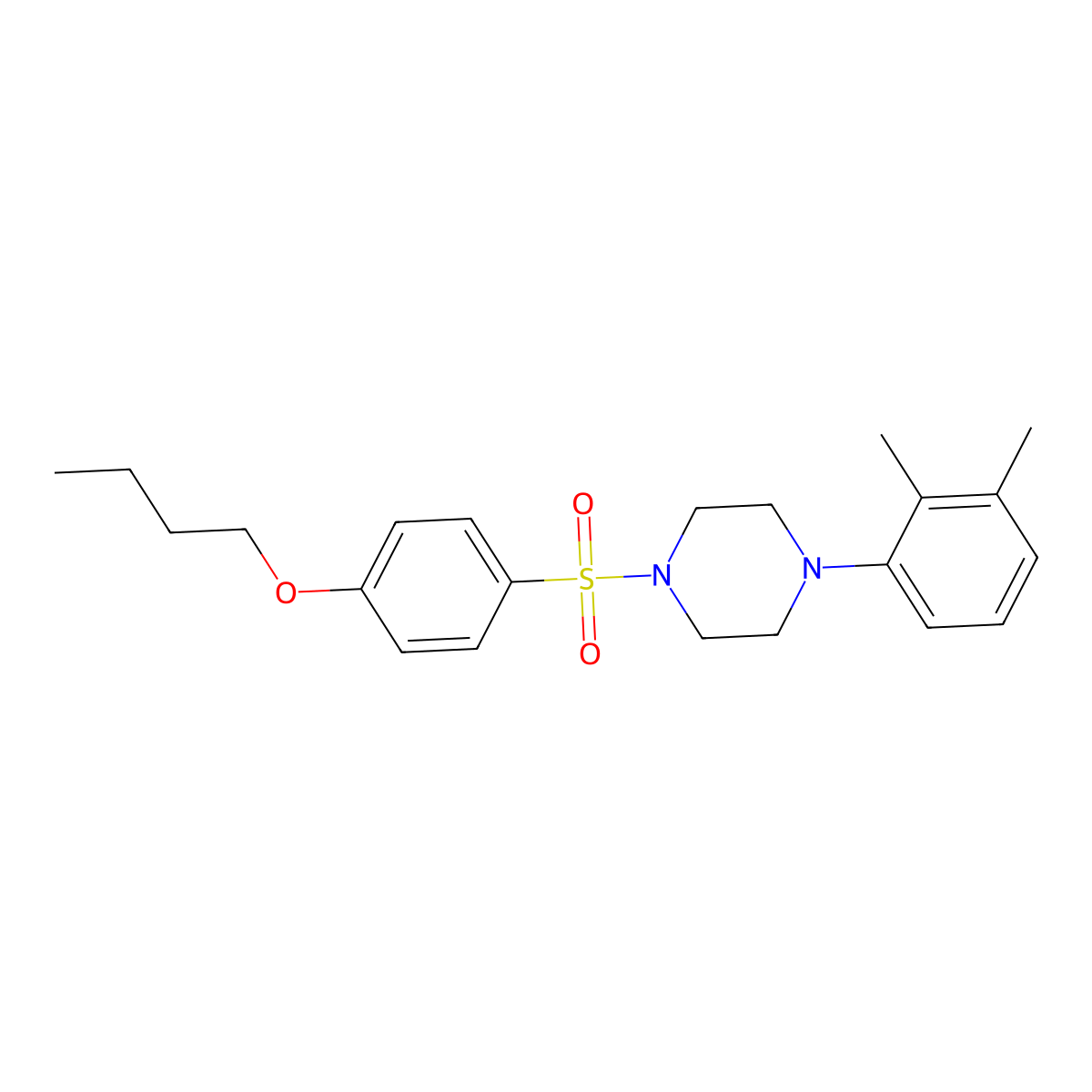 1-(4-Butoxyphenyl)sulfonyl-4-(2,3-dimethylphenyl)piperazine molecular structure, CAS 667892-68-4