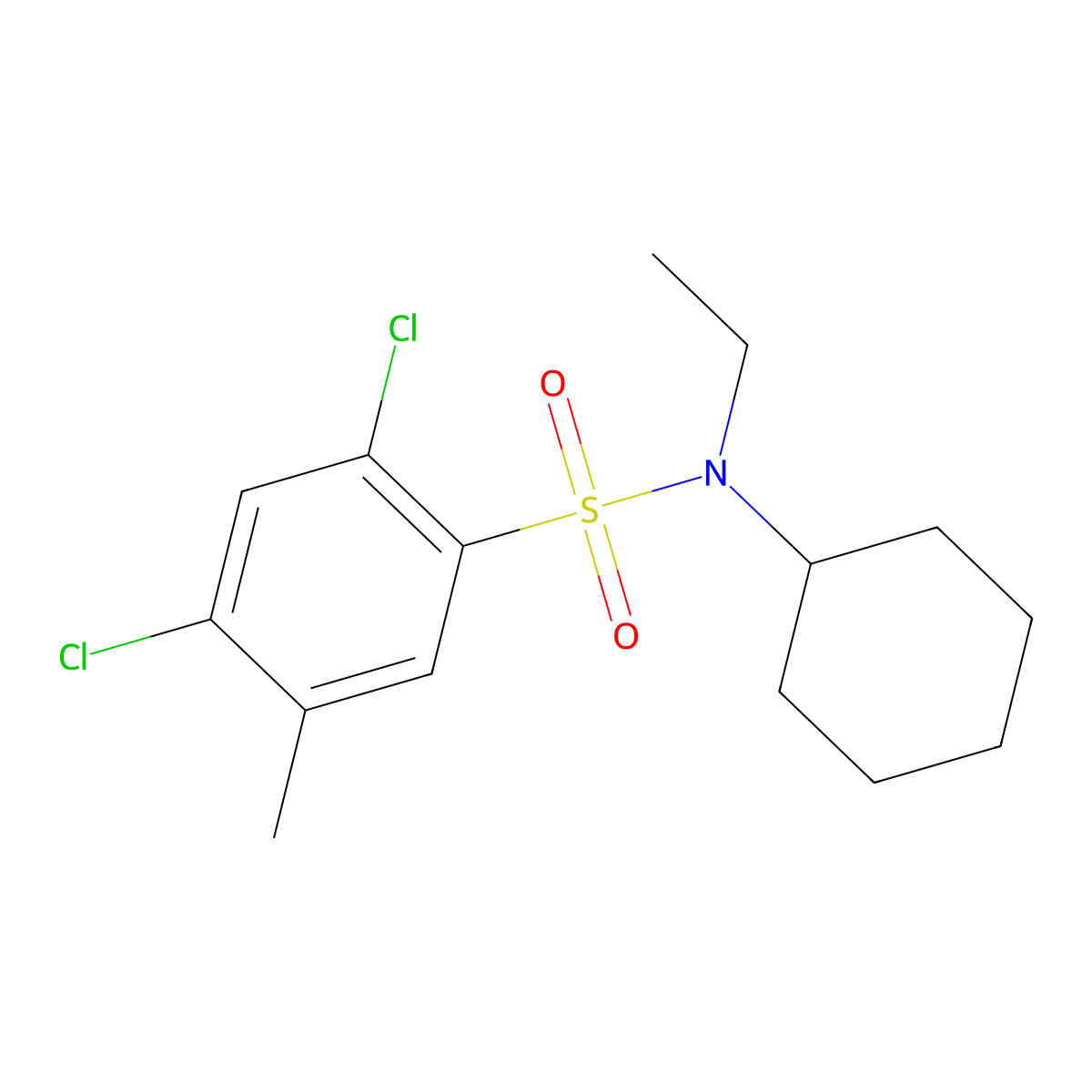 2,4-dichloro-N-cyclohexyl-N-ethyl-5-methylbenzenesulfonamide molecular structure, CAS 667892-69-5
