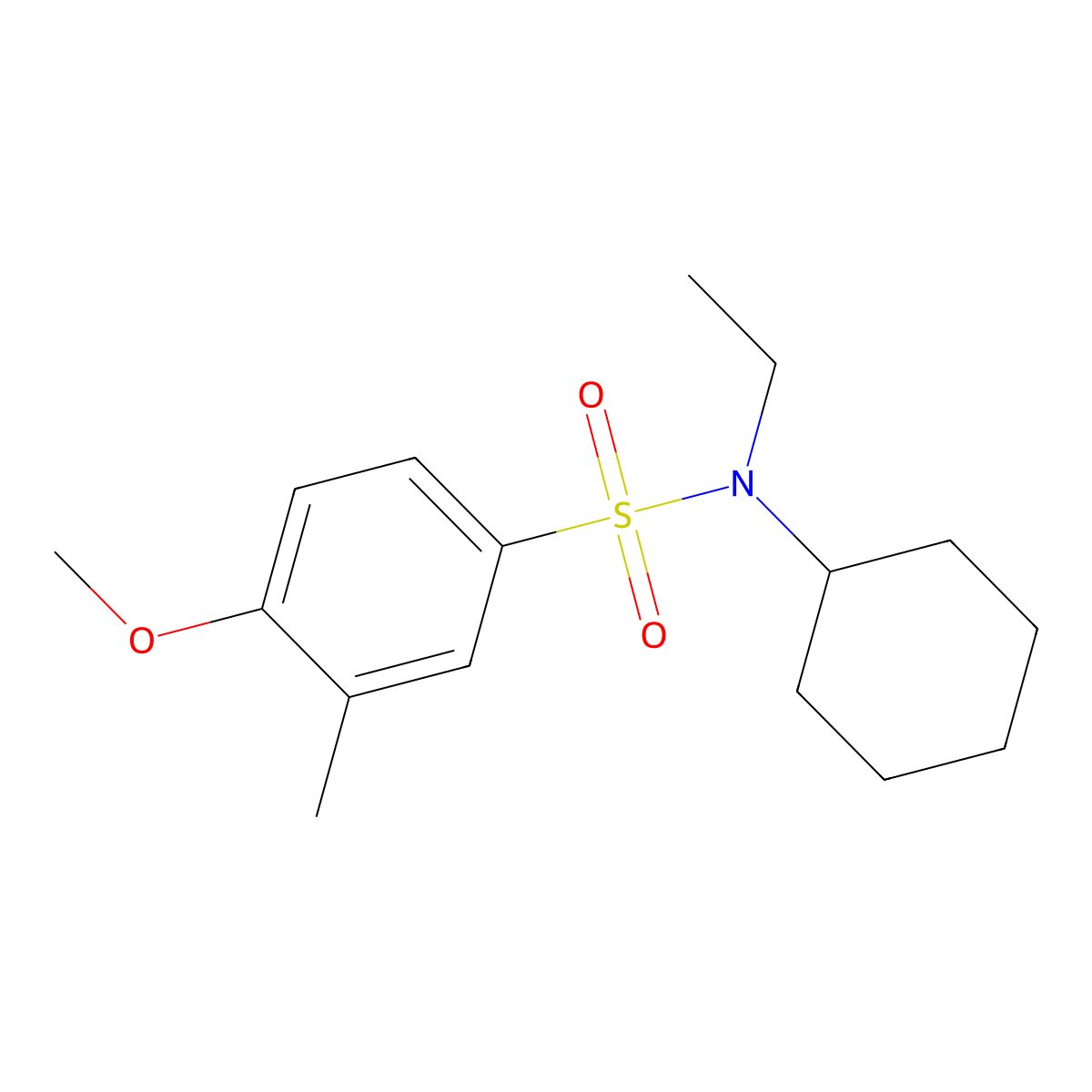 N-cyclohexyl-N-ethyl-4-methoxy-3-methylbenzenesulfonamide molecular structure, CAS 667892-71-9
