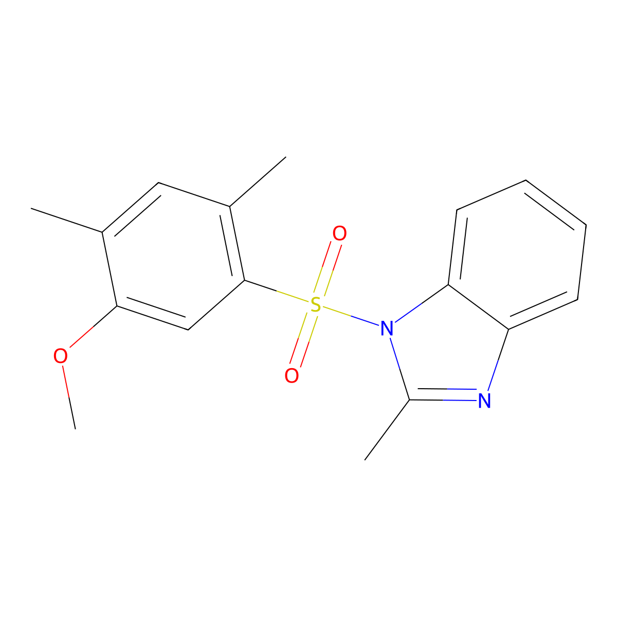 1-((5-methoxy-2,4-dimethylphenyl)sulfonyl)-2-methyl-1H-benzo[d]imidazole molecular structure, CAS 667892-76-4
