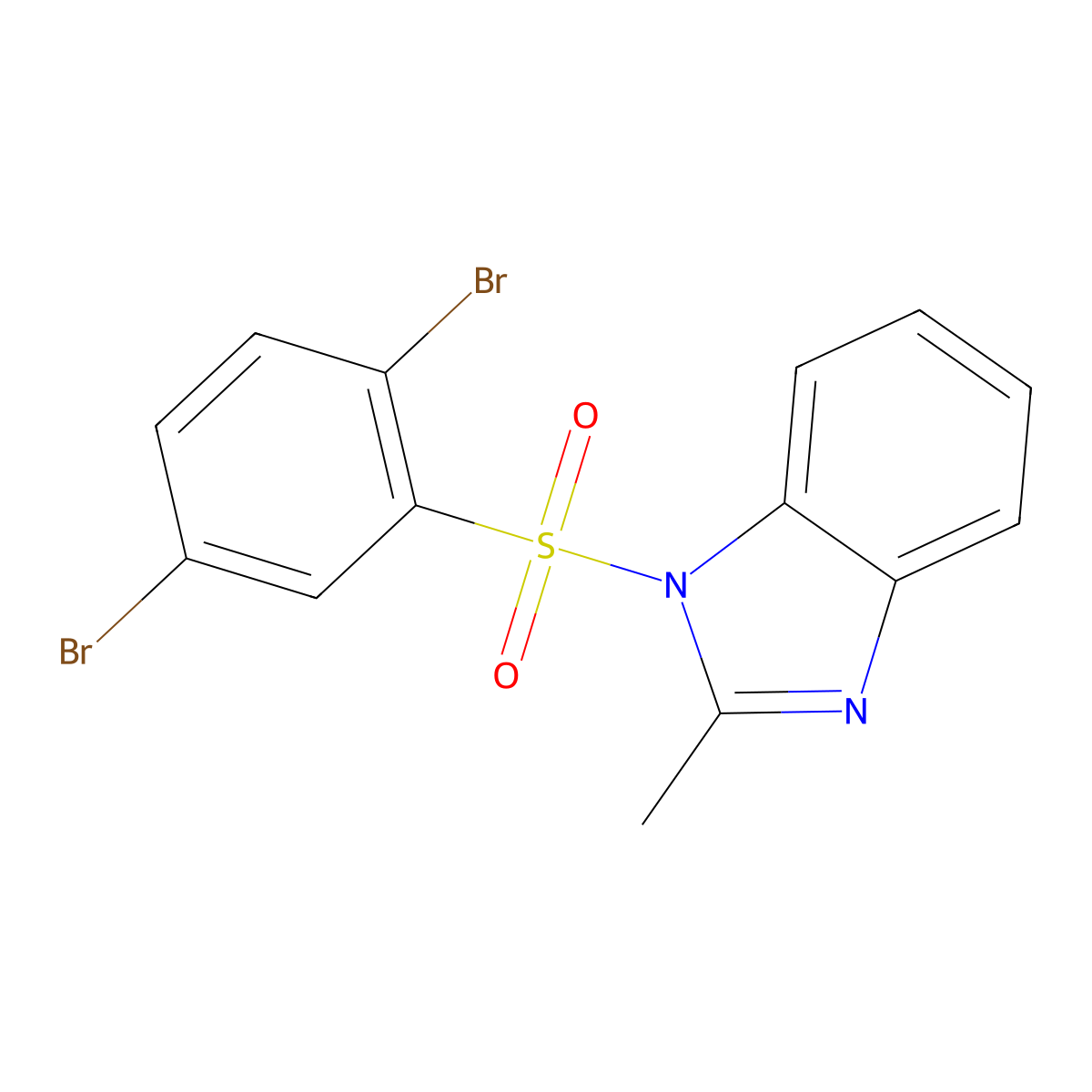 1-[(2,5-dibromophenyl)sulfonyl]-2-methyl-1H-benzimidazole molecular structure, CAS 667892-79-7