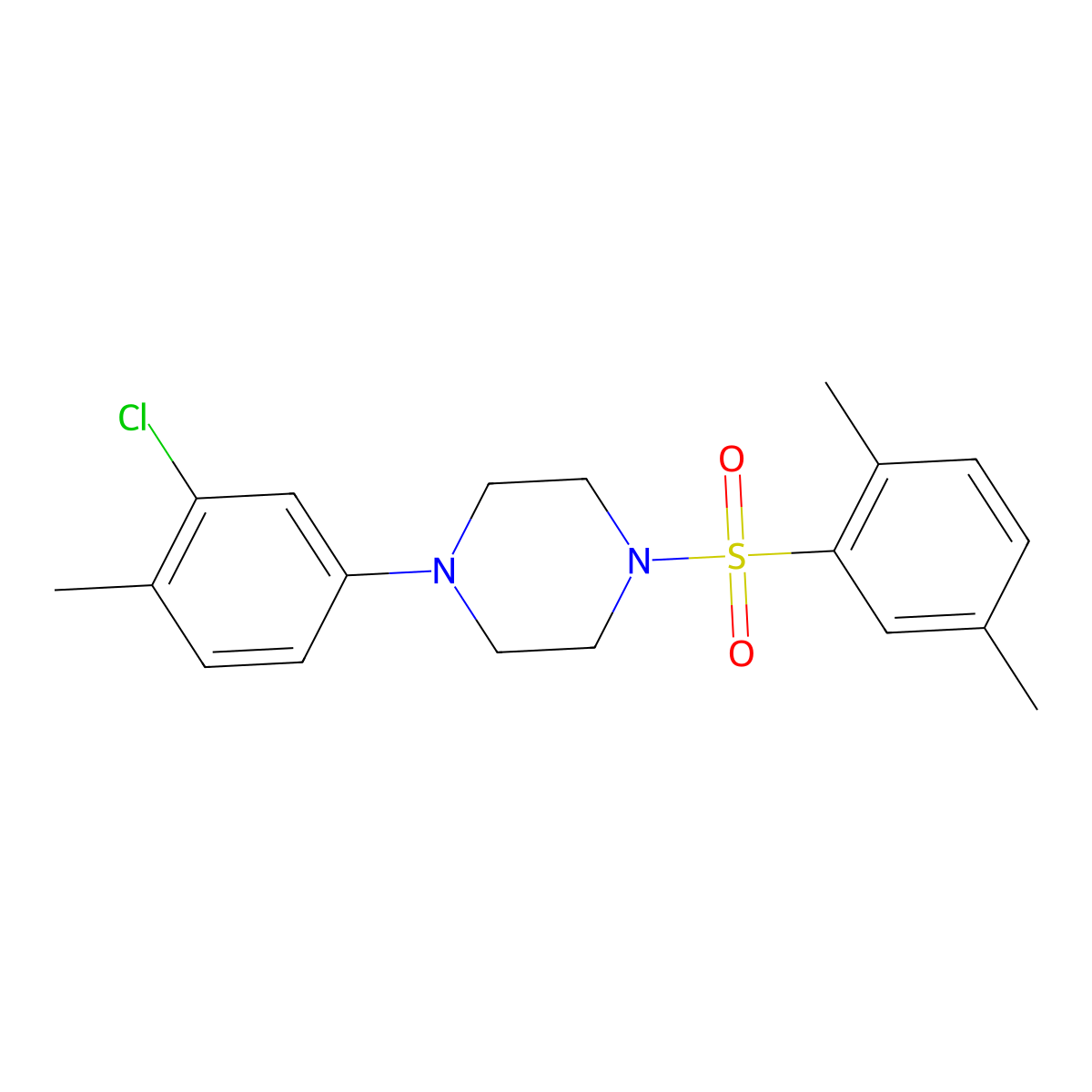 1-(3-Chloro-4-methylphenyl)-4-(2,5-dimethylbenzenesulfonyl)piperazine molecular structure, CAS 667892-86-6