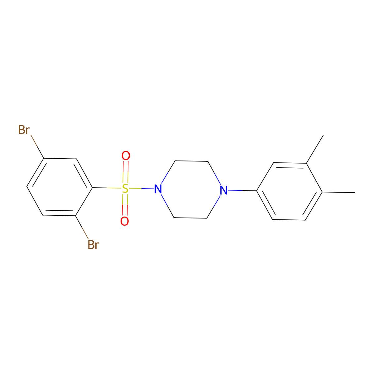 1-(2,5-Dibromobenzenesulfonyl)-4-(3,4-dimethylphenyl)piperazine molecular structure, CAS 667892-87-7