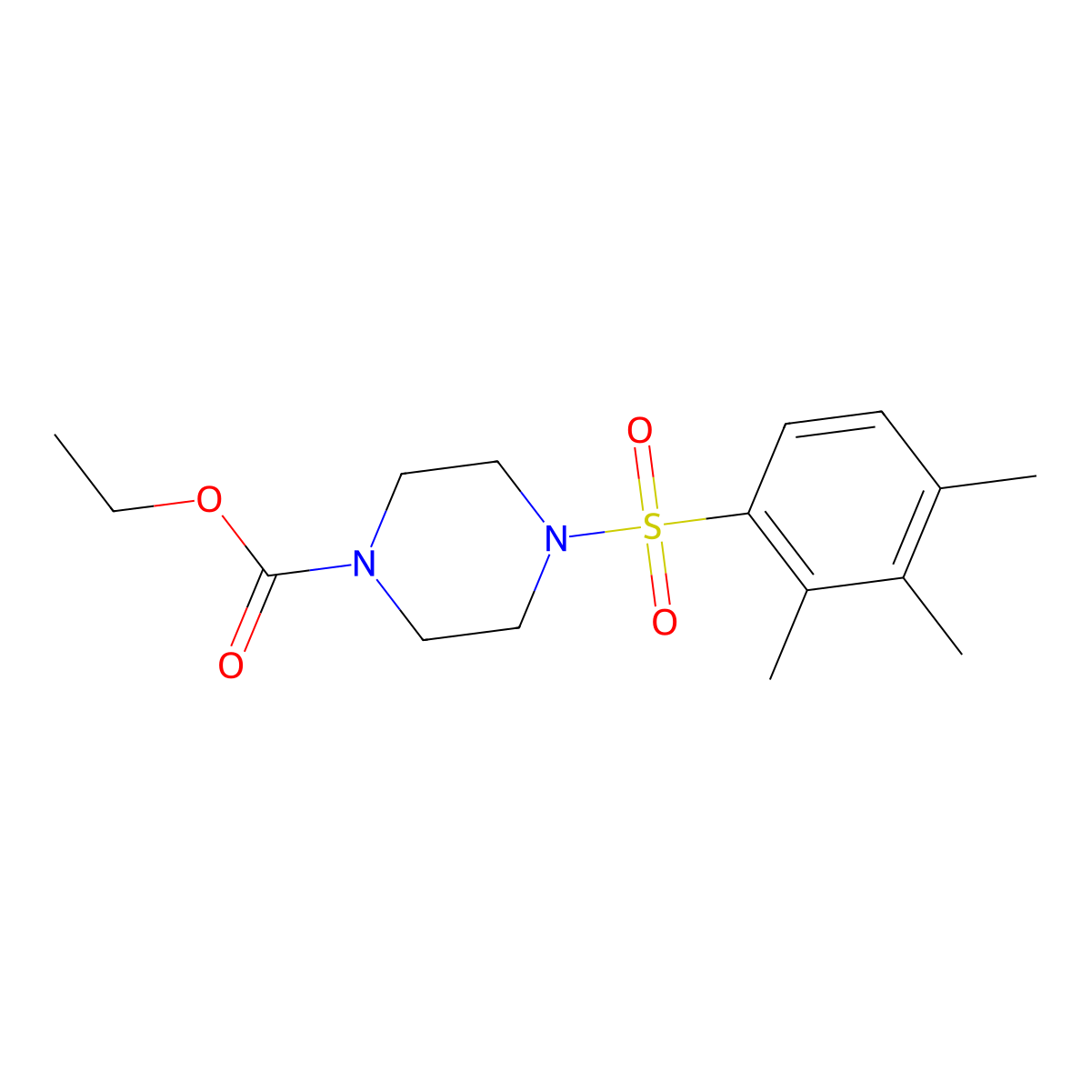 Ethyl 4-[(2,3,4-trimethylphenyl)sulfonyl]-1-piperazinecarboxylate molecular structure, CAS 667892-88-8