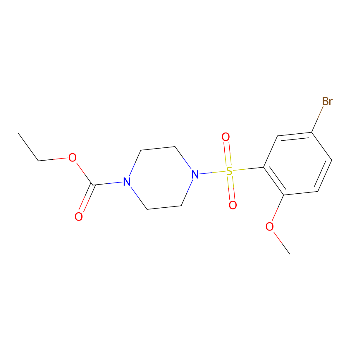 Ethyl 4-(5-bromo-2-methoxyphenyl)sulfonylpiperazine-1-carboxylate molecular structure, CAS 667892-90-2