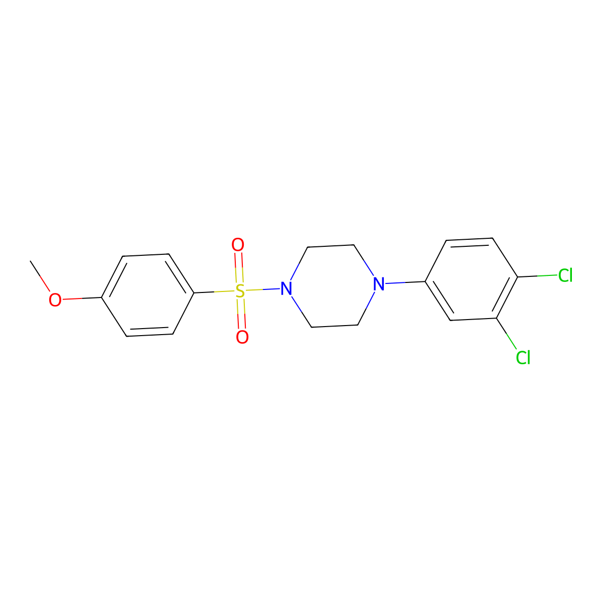 1-(3,4-Dichlorophenyl)-4-((4-methoxyphenyl)sulfonyl)piperazine molecular structure, CAS 667892-92-4