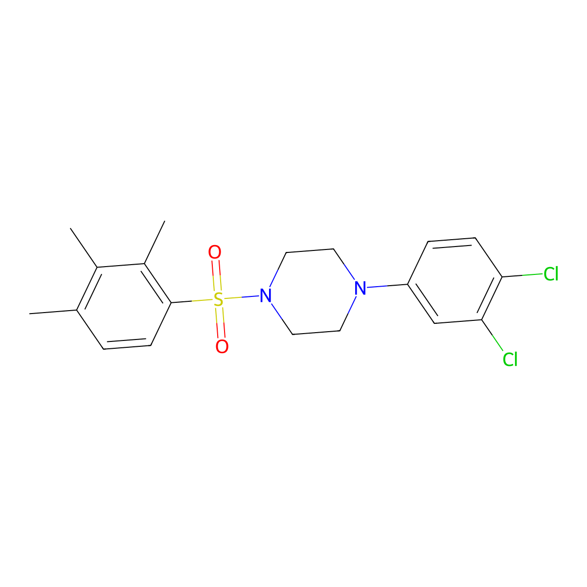 1-(3,4-Dichlorophenyl)-4-(2,3,4-trimethylbenzenesulfonyl)piperazine molecular structure, CAS 667892-93-5