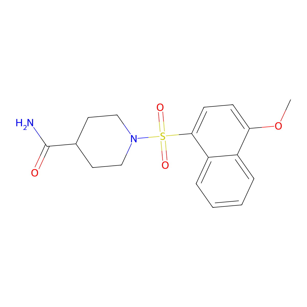 1-[(4-Methoxy-1-naphthyl)sulfonyl]-4-piperidinecarboxamide molecular structure, CAS 667892-94-6