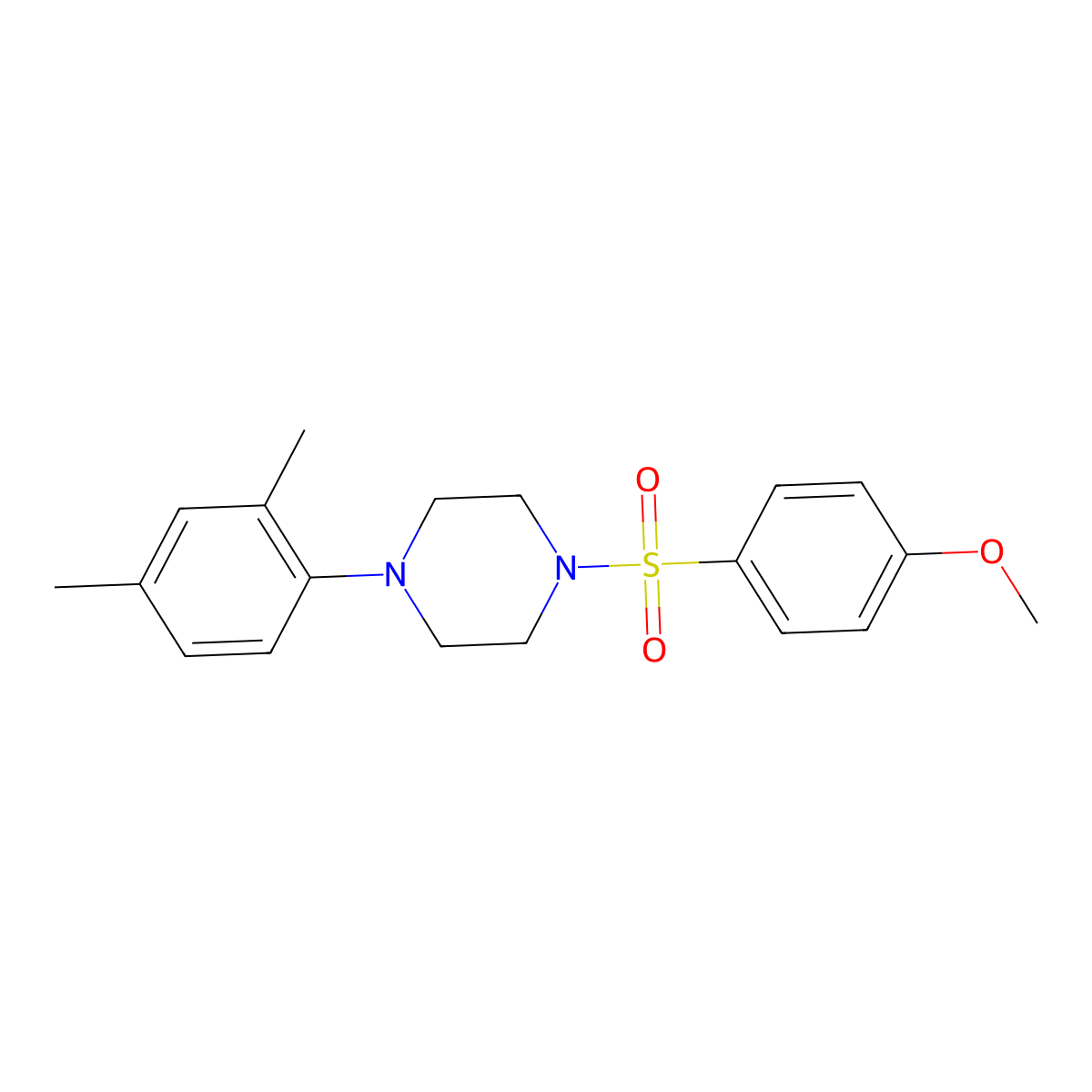 1-(2,4-Dimethylphenyl)-4-(4-methoxyphenyl)sulfonylpiperazine molecular structure, CAS 667892-97-9