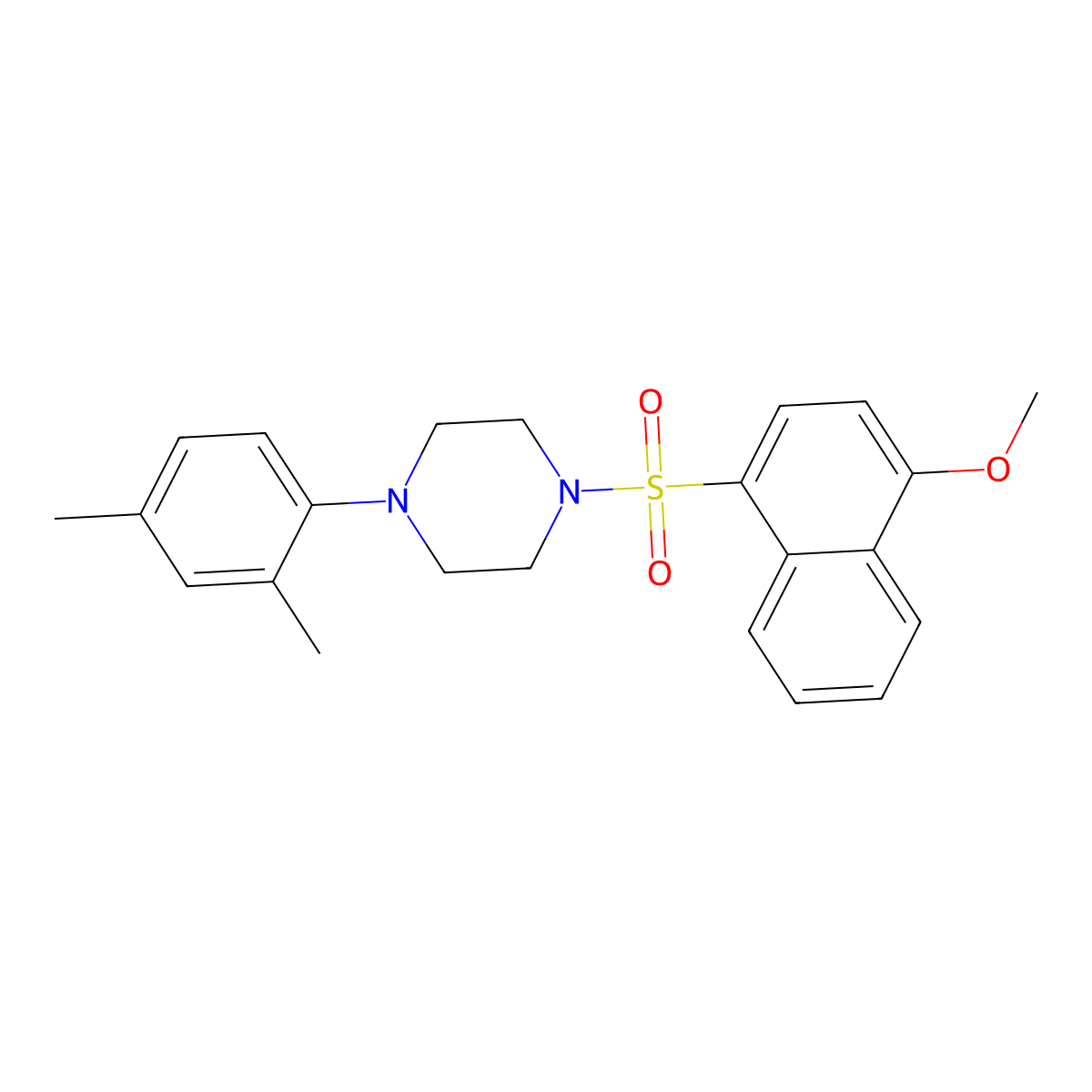 4-(2,4-Dimethylphenyl)-1-[(4-methoxynaphthyl)sulfonyl]piperazine molecular structure, CAS 667892-98-0