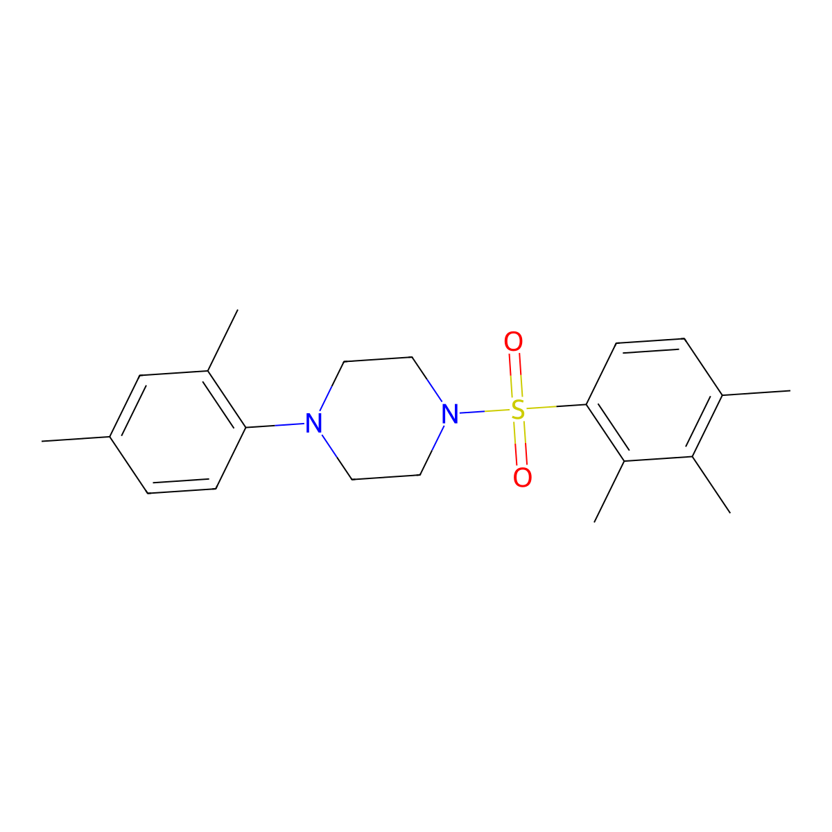 1-(2,4-Dimethylphenyl)-4-((2,3,4-trimethylphenyl)sulfonyl)piperazine molecular structure, CAS 667892-99-1