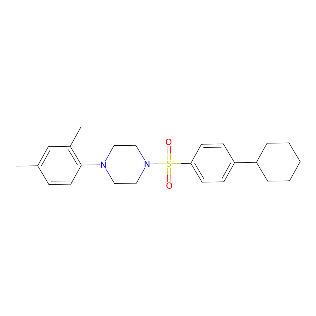 1-((4-Cyclohexylphenyl)sulfonyl)-4-(2,4-dimethylphenyl)piperazine molecular structure, CAS 667893-00-7