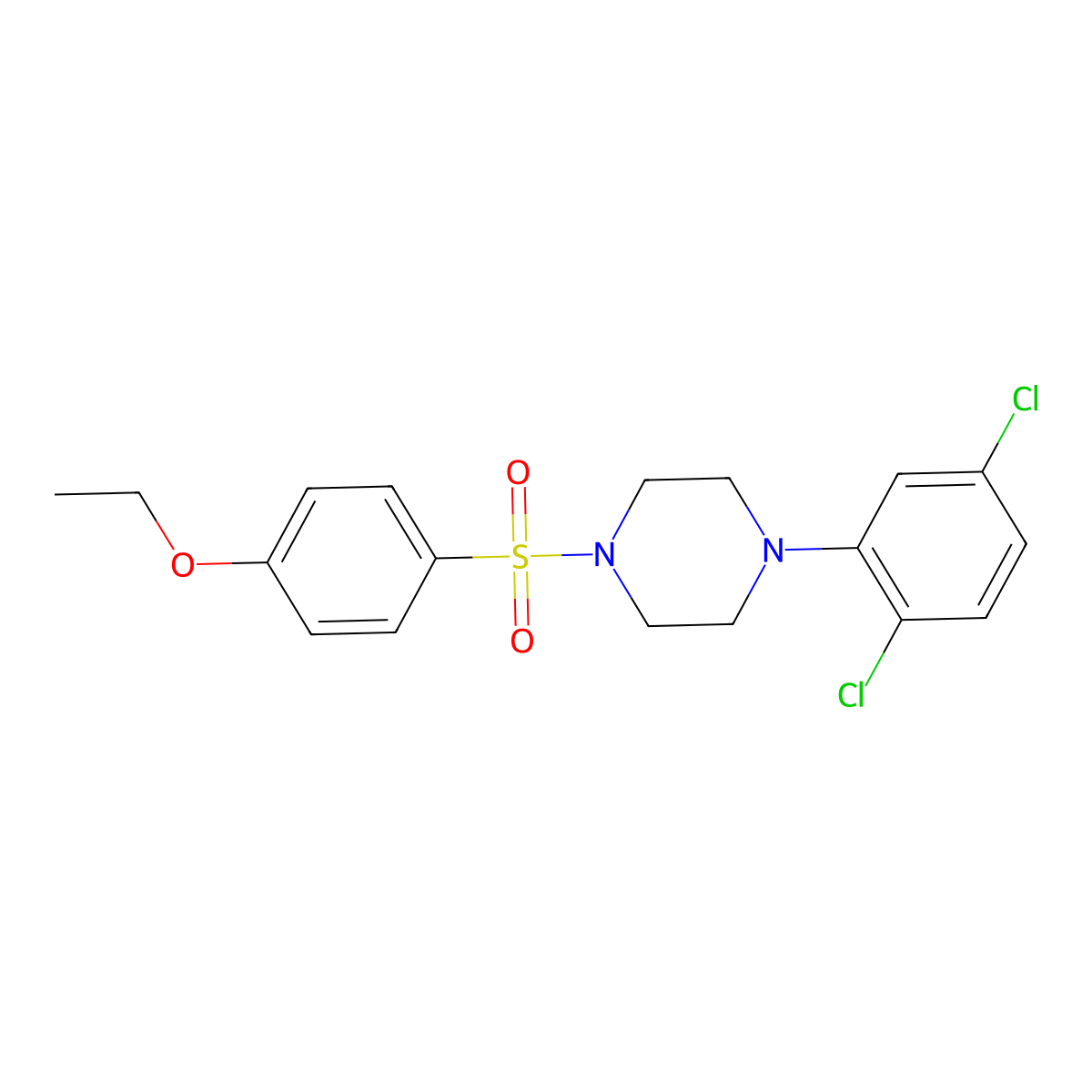 1-(2,5-Dichlorophenyl)-4-[(4-ethoxyphenyl)sulfonyl]piperazine molecular structure, CAS 667893-19-8