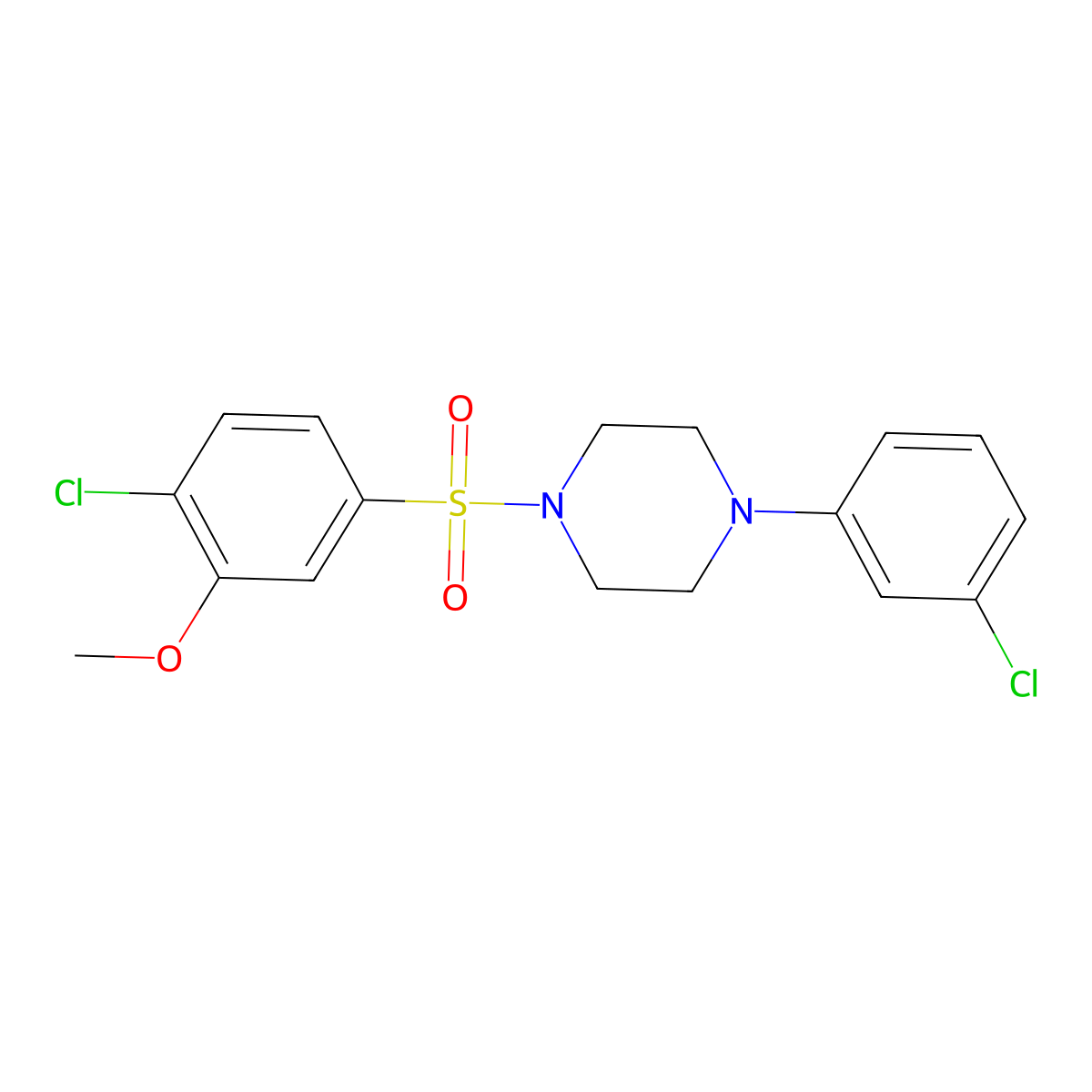 1-[(4-Chloro-3-methoxyphenyl)sulfonyl]-4-(3-chlorophenyl)piperazine molecular structure, CAS 667893-20-1
