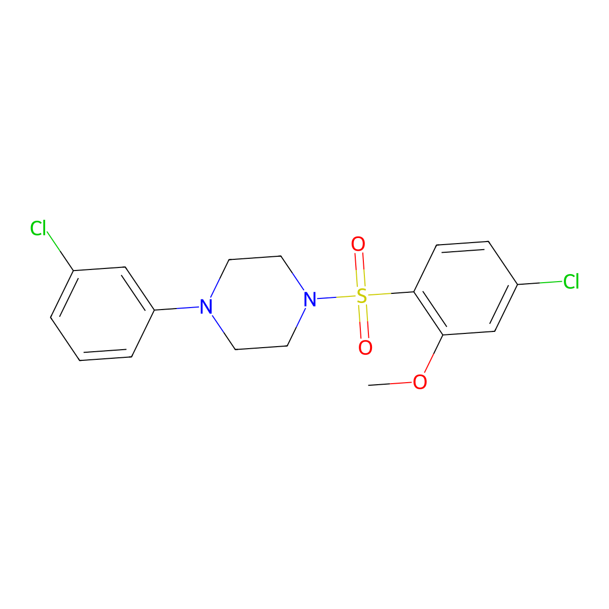 1-[(4-Chloro-2-methoxyphenyl)sulfonyl]-4-(3-chlorophenyl)piperazine molecular structure, CAS 667893-22-3