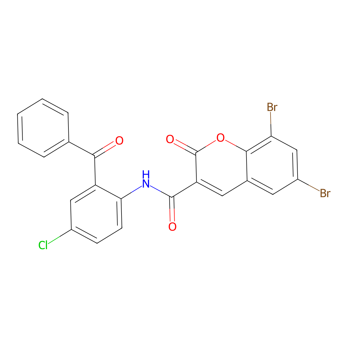 N-(2-benzoyl-4-chlorophenyl)-6,8-dibromo-2-oxo-2H-chromene-3-carboxamide molecular structure, CAS 667893-31-4