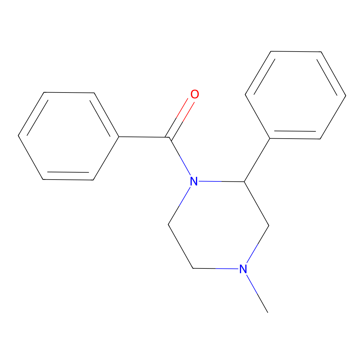 1-Benzoyl-4-methyl-2-phenylpiperazine molecular structure, CAS 667893-84-7