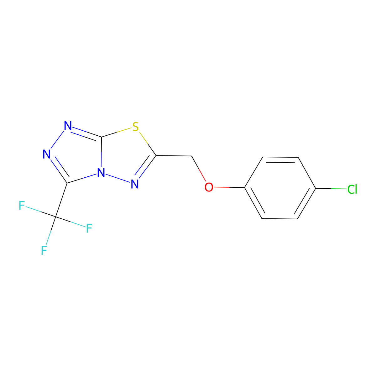 6-[(4-Chlorophenoxy)methyl]-3-(trifluoromethyl)-[1,2,4]triazolo[3,4-b][1,3,4]thiadiazole molecular structure, CAS 667894-95-3