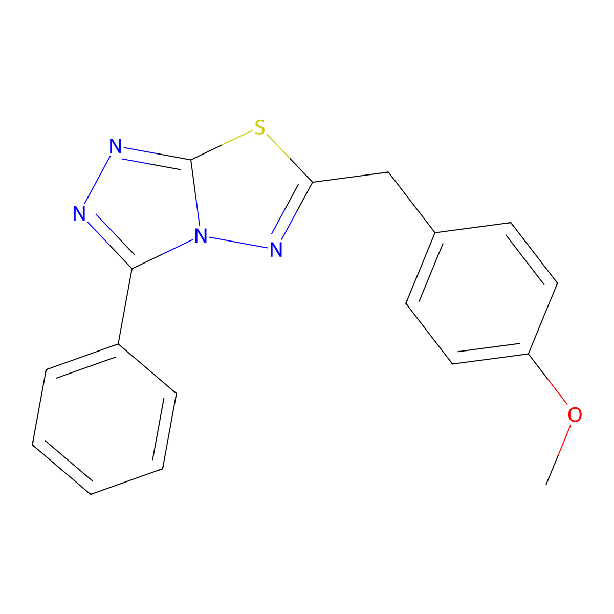 6-[(4-Methoxyphenyl)methyl]-3-phenyl-[1,2,4]triazolo[3,4-b][1,3,4]thiadiazole molecular structure, CAS 667895-20-7