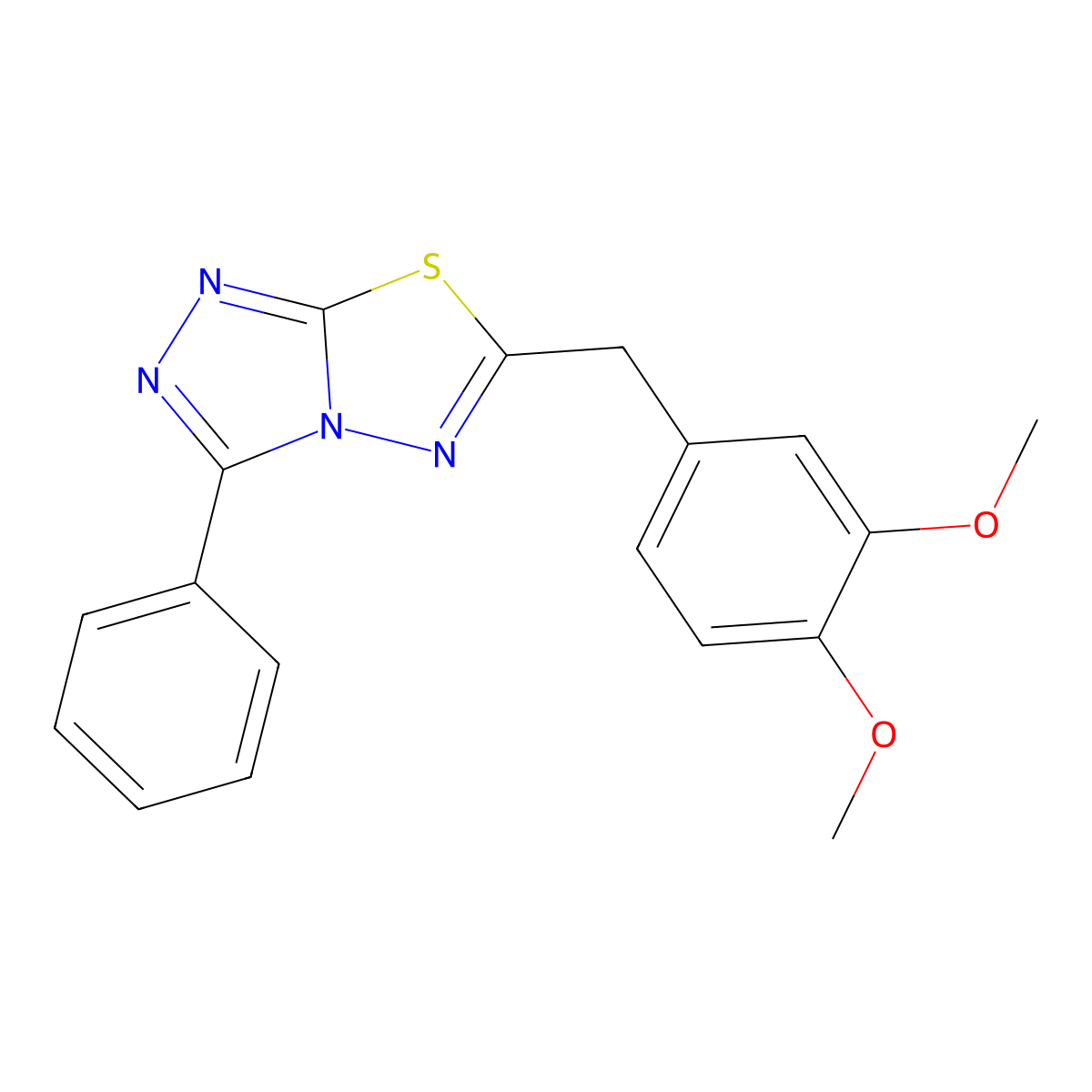 6-(3,4-Dimethoxybenzyl)-3-phenyl[1,2,4]triazolo[3,4-b][1,3,4]thiadiazole molecular structure, CAS 667895-21-8