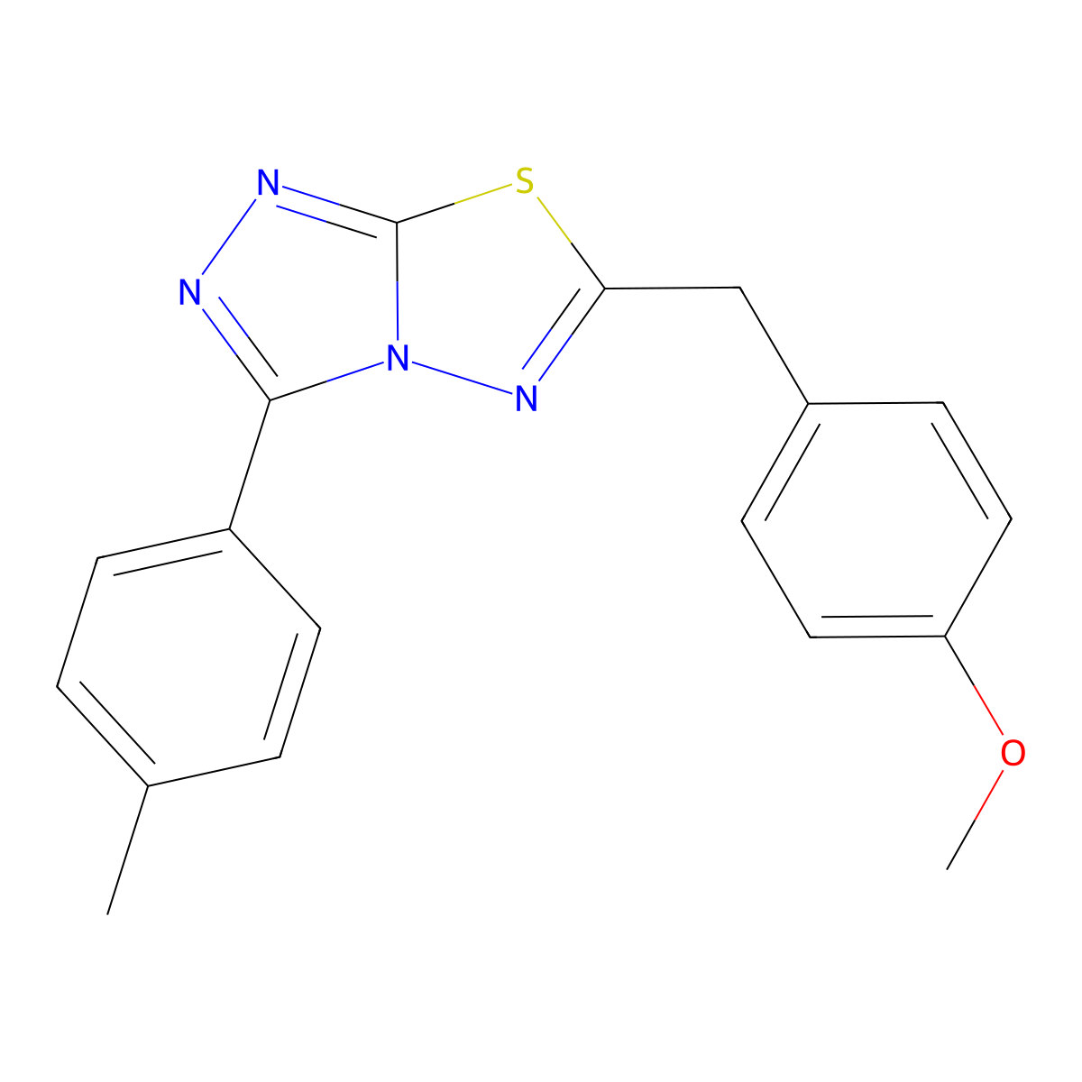 6-[(4-Methoxyphenyl)methyl]-3-(4-methylphenyl)-[1,2,4]triazolo[3,4-b][1,3,4]thiadiazole molecular structure, CAS 667895-24-1