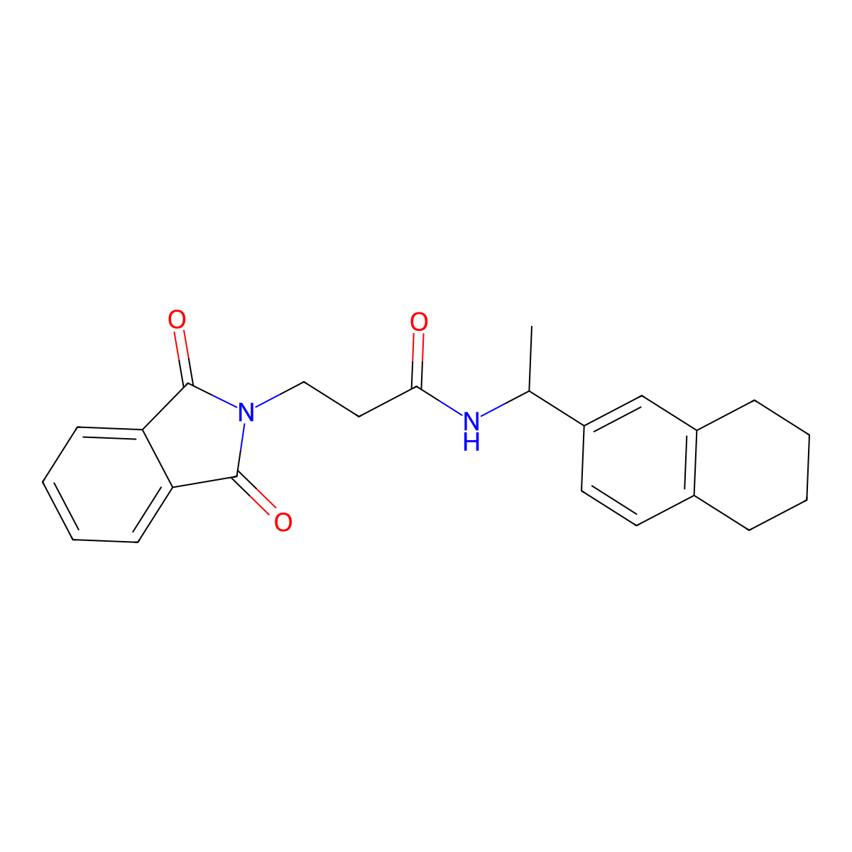 3-(1,3-dioxoisoindol-2-yl)-N-[1-(5,6,7,8-tetrahydronaphthalen-2-yl)ethyl]propanamide molecular structure, CAS 667895-33-2