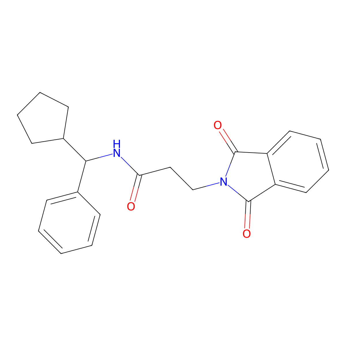 N-[cyclopentyl(phenyl)methyl]-3-(1,3-dioxoisoindol-2-yl)propanamide molecular structure, CAS 667895-34-3