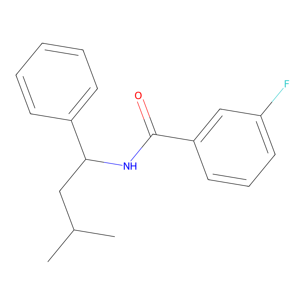 3-fluoro-N-(3-methyl-1-phenylbutyl)benzamide molecular structure, CAS 667895-51-4