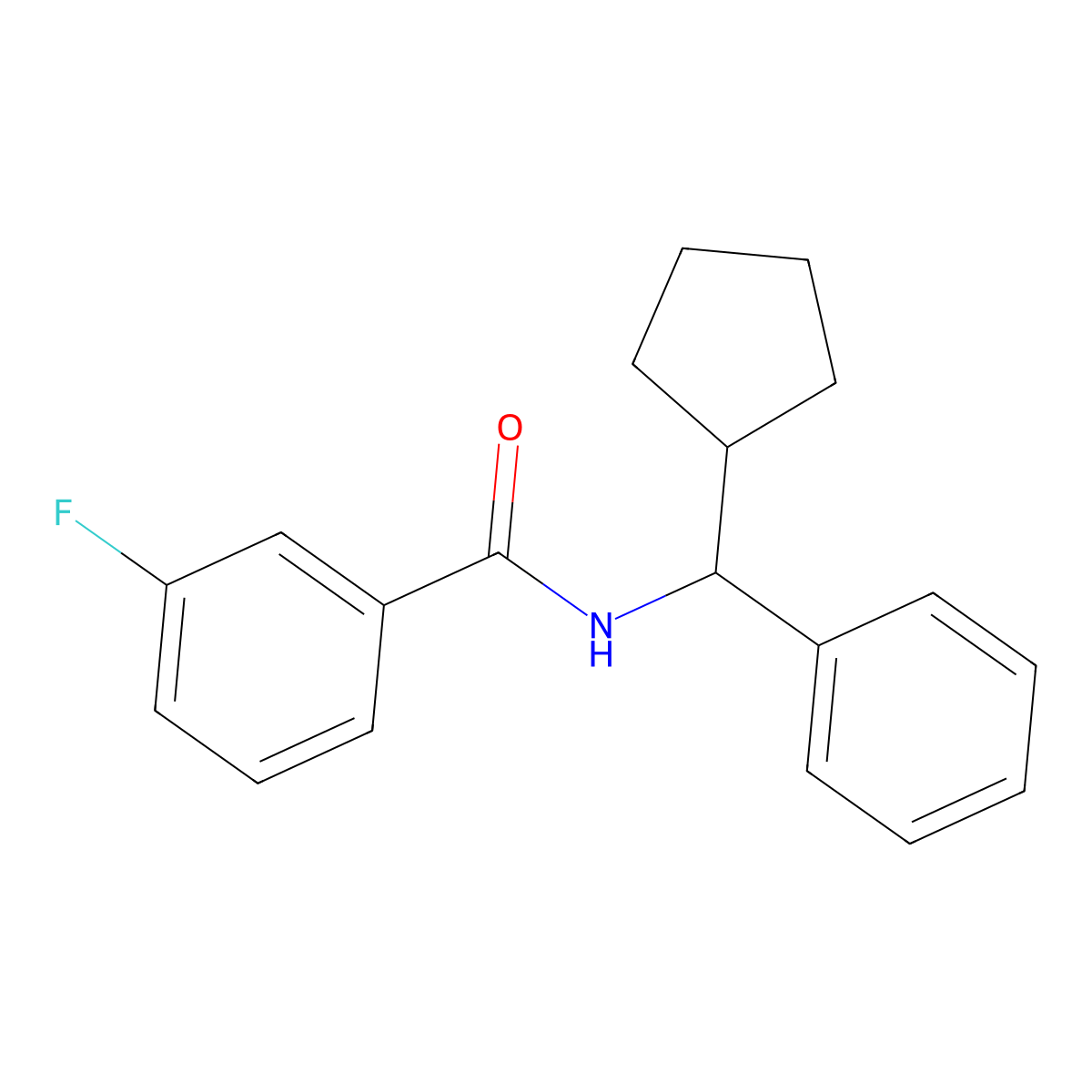 N-[cyclopentyl(phenyl)methyl]-3-fluorobenzamide molecular structure, CAS 667895-52-5