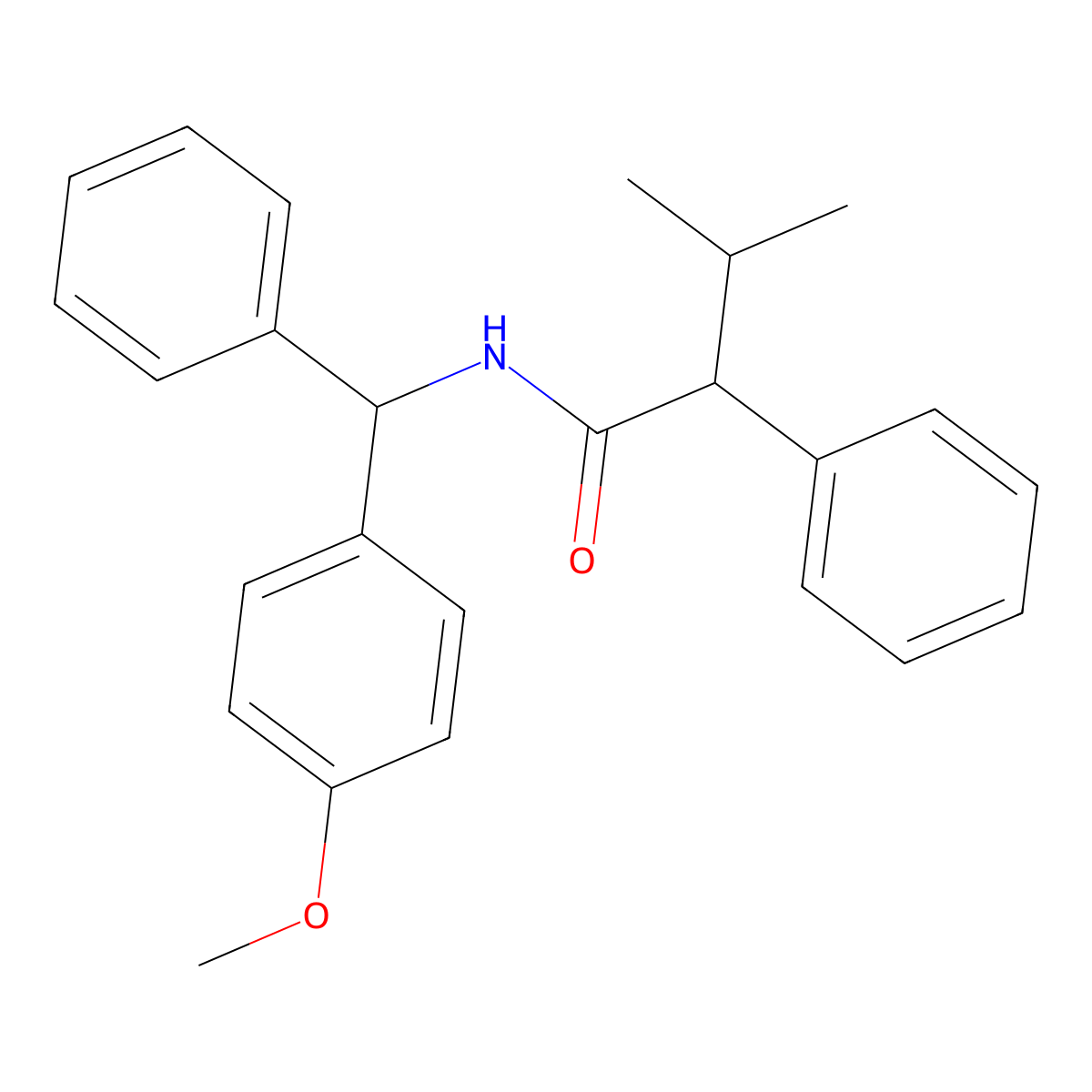 N-[(4-methoxyphenyl)-phenylmethyl]-3-methyl-2-phenylbutanamide molecular structure, CAS 667895-58-1