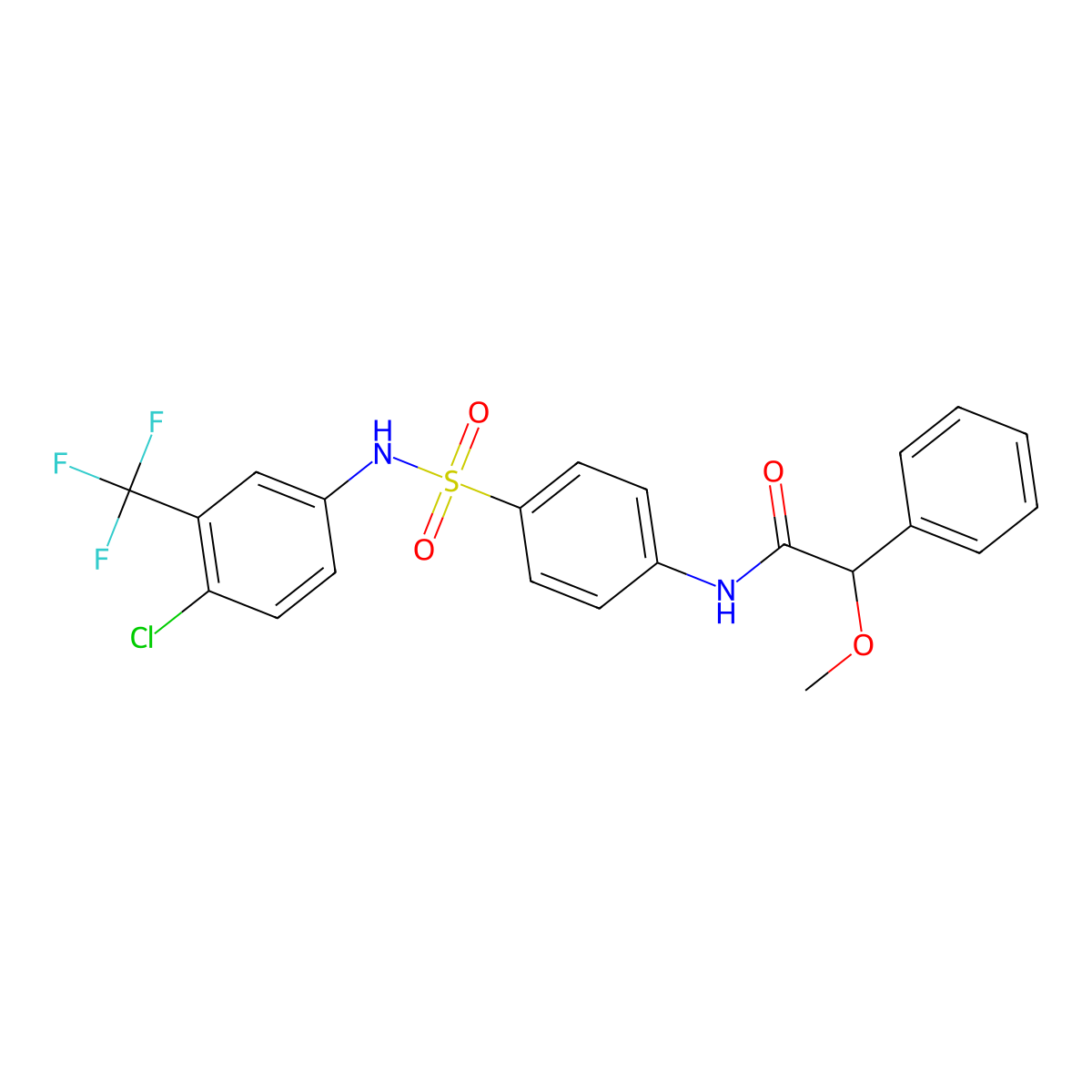 N-[4-[[4-chloro-3-(trifluoromethyl)phenyl]sulfamoyl]phenyl]-2-methoxy-2-phenylacetamide molecular structure, CAS 667898-32-0