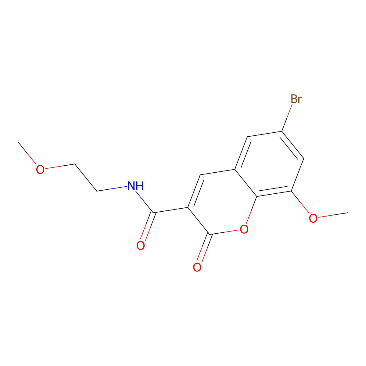 6-bromo-8-methoxy-N-(2-methoxyethyl)-2-oxo-2H-chromene-3-carboxamide molecular structure, CAS 667898-71-7