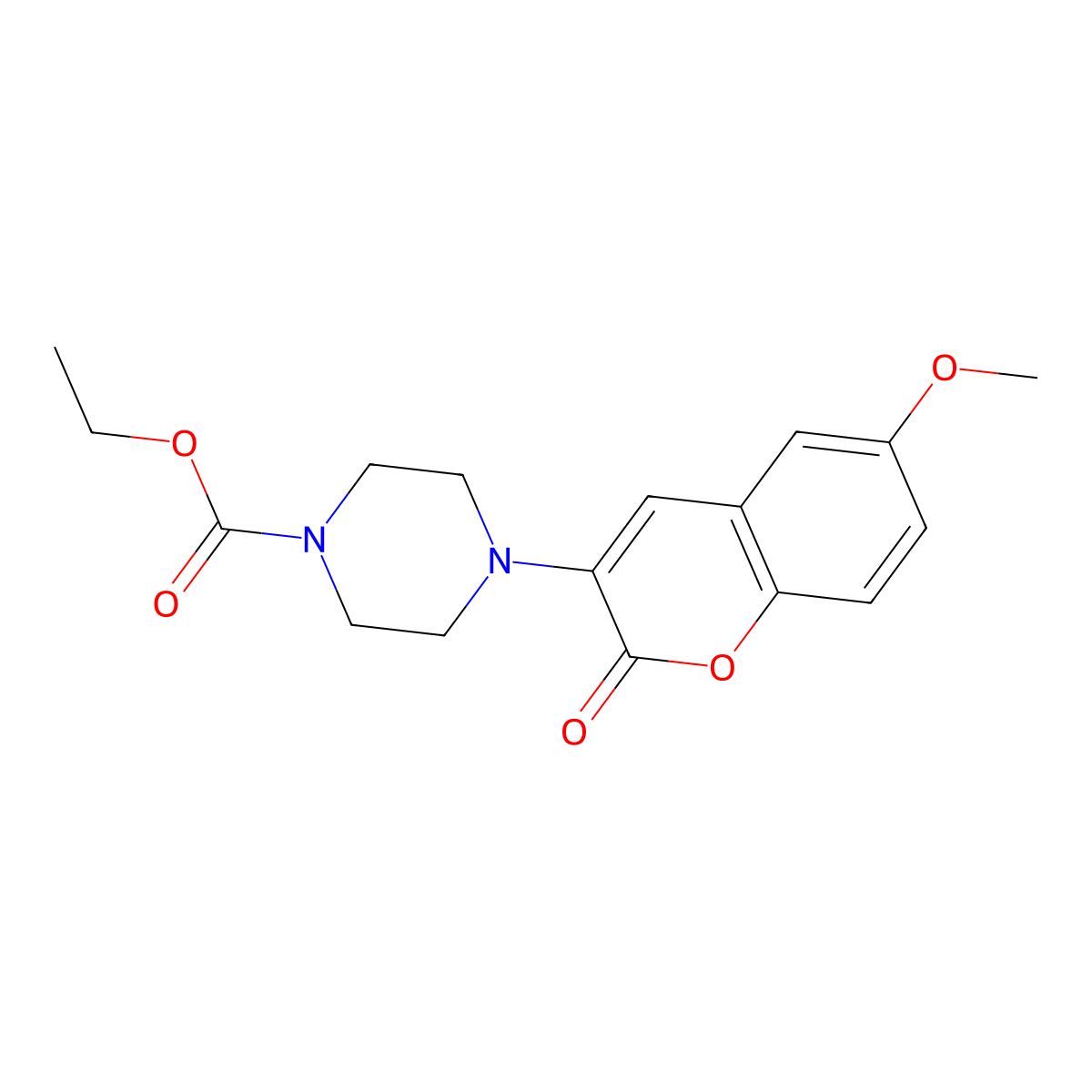 Ethyl 4-(6-methoxy-2-oxochromen-3-yl)piperazine-1-carboxylate molecular structure, CAS 667898-73-9