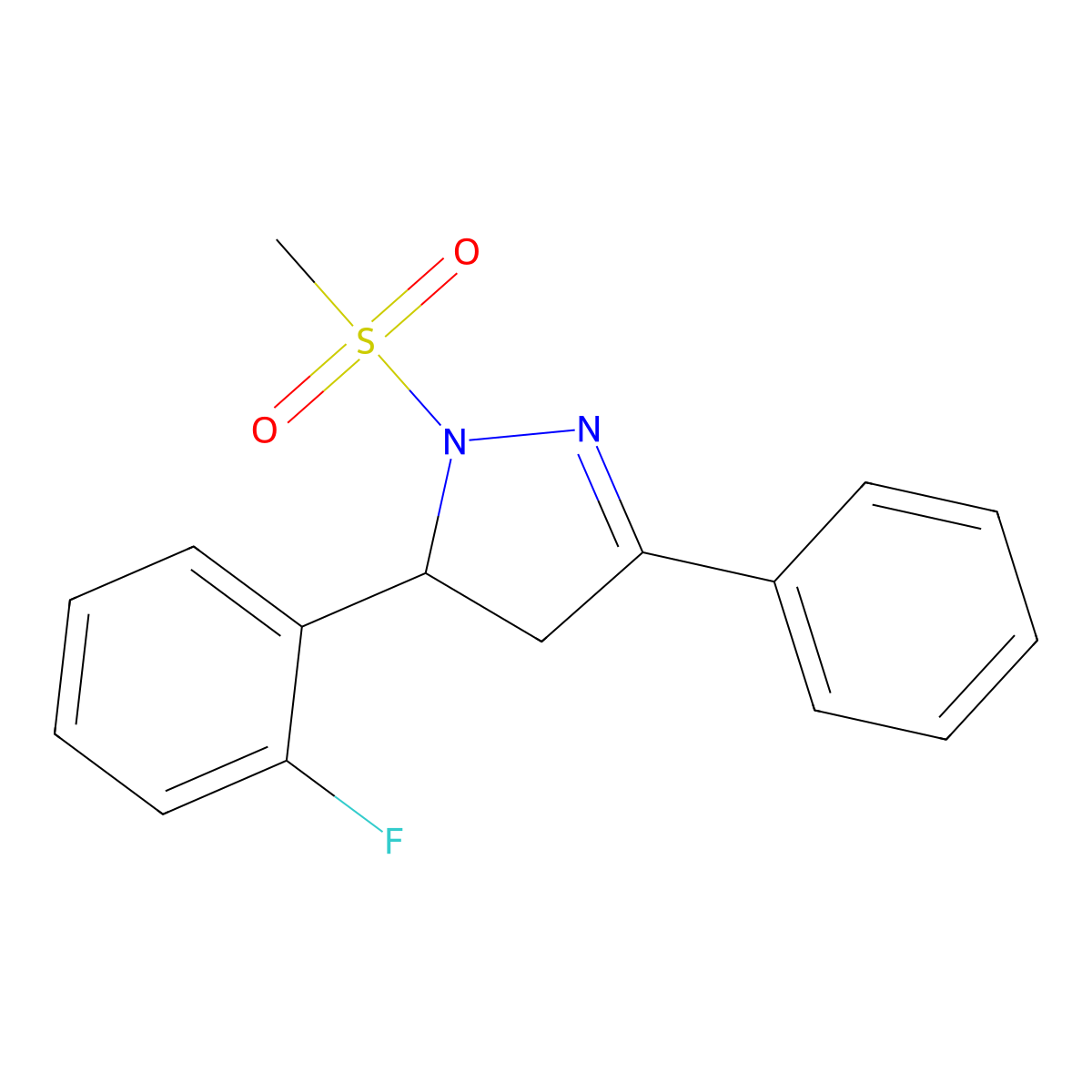 5-(2-fluorophenyl)-1-(methylsulfonyl)-3-phenyl-4,5-dihydro-1H-pyrazole molecular structure, CAS 667898-92-2