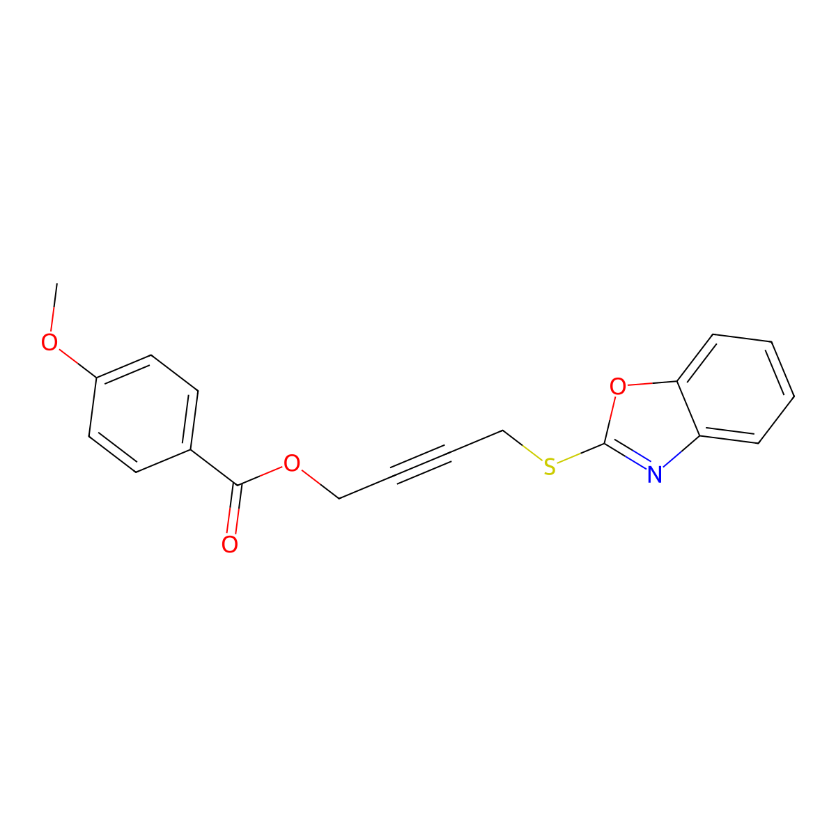 4-(1,3-Benzoxazol-2-ylsulfanyl)but-2-ynyl 4-methoxybenzoate molecular structure, CAS 667898-95-5