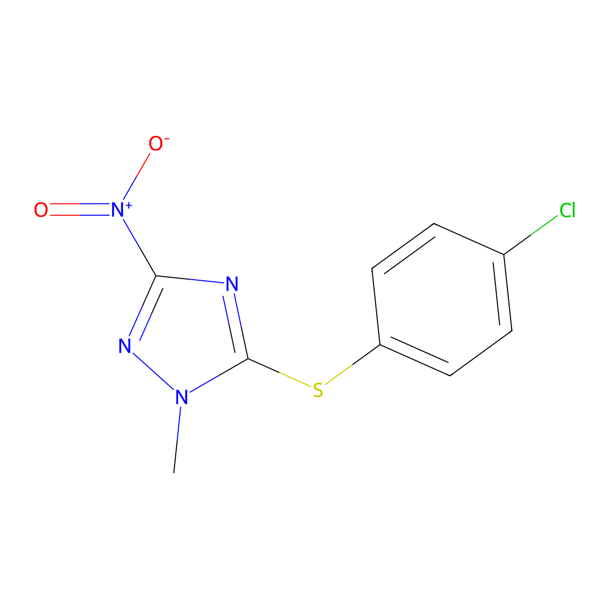 5-(4-Chlorophenyl)sulfanyl-1-methyl-3-nitro-1,2,4-triazole molecular structure, CAS 667901-20-4