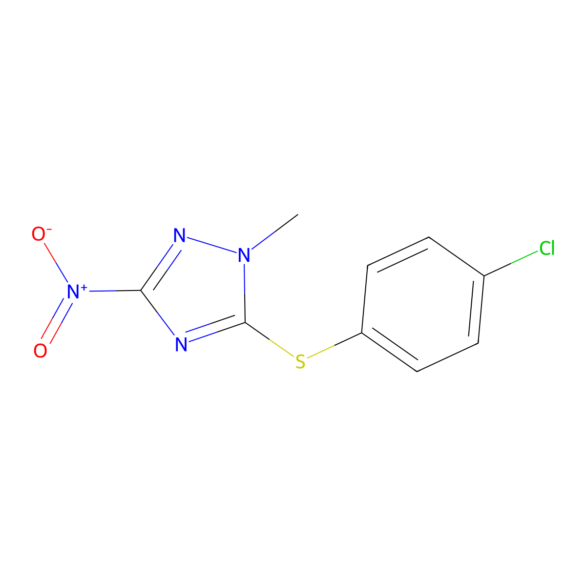 5-(4-Chlorophenyl)sulfanyl-1-methyl-3-nitro-1,2,4-triazole molecular structure, CAS 667901-20-4