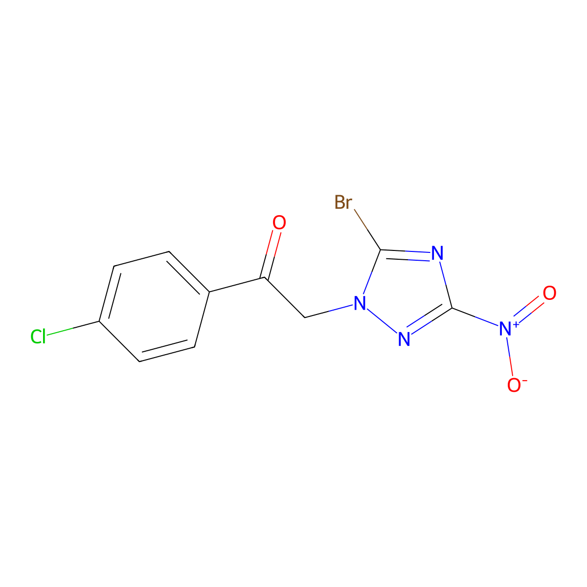 2-(5-bromo-3-nitro-1H-1,2,4-triazol-1-yl)-1-(4-chlorophenyl)ethanone molecular structure, CAS 667901-21-5