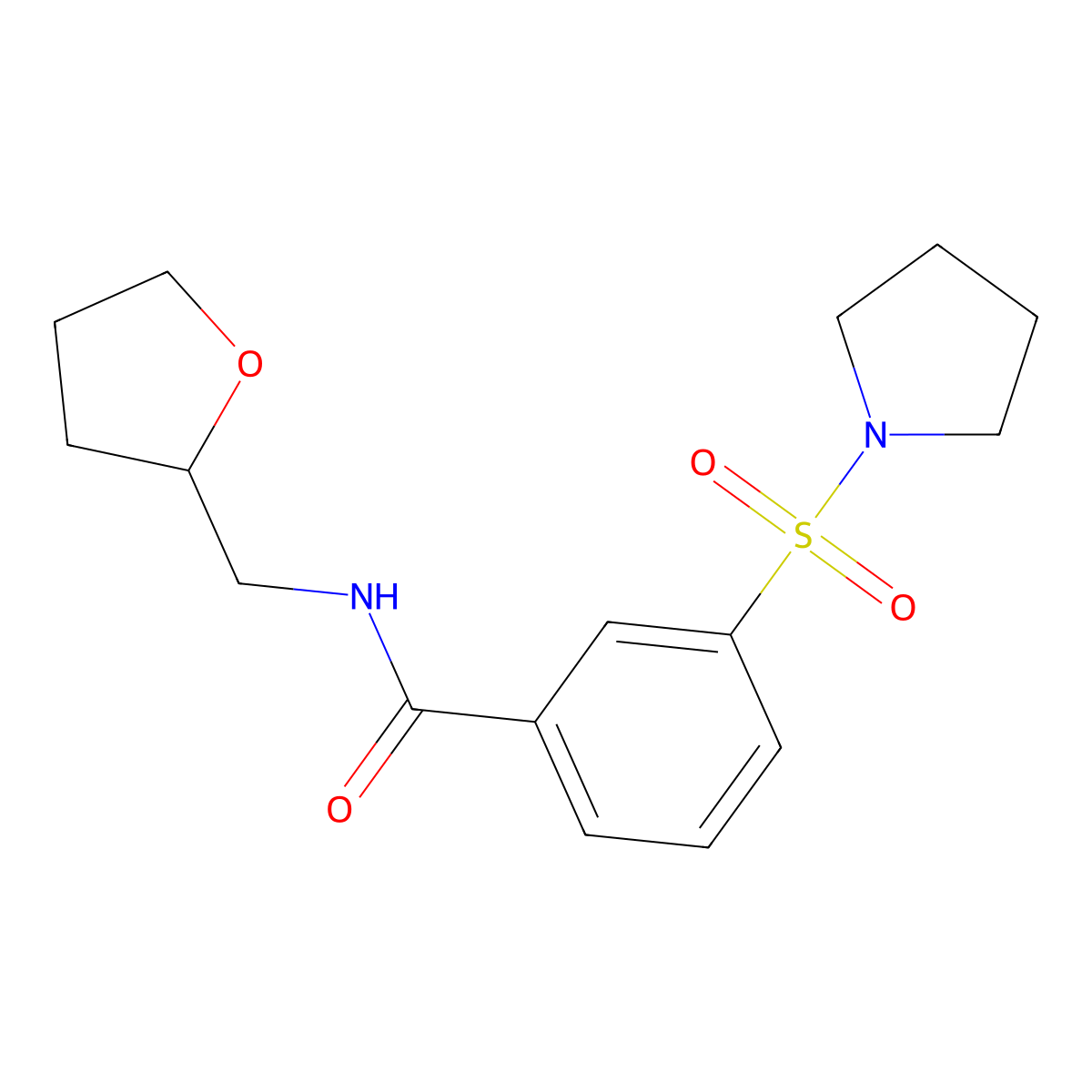 N-(oxolan-2-ylmethyl)[3-(pyrrolidinylsulfonyl)phenyl]carboxamide molecular structure, CAS 667901-52-2