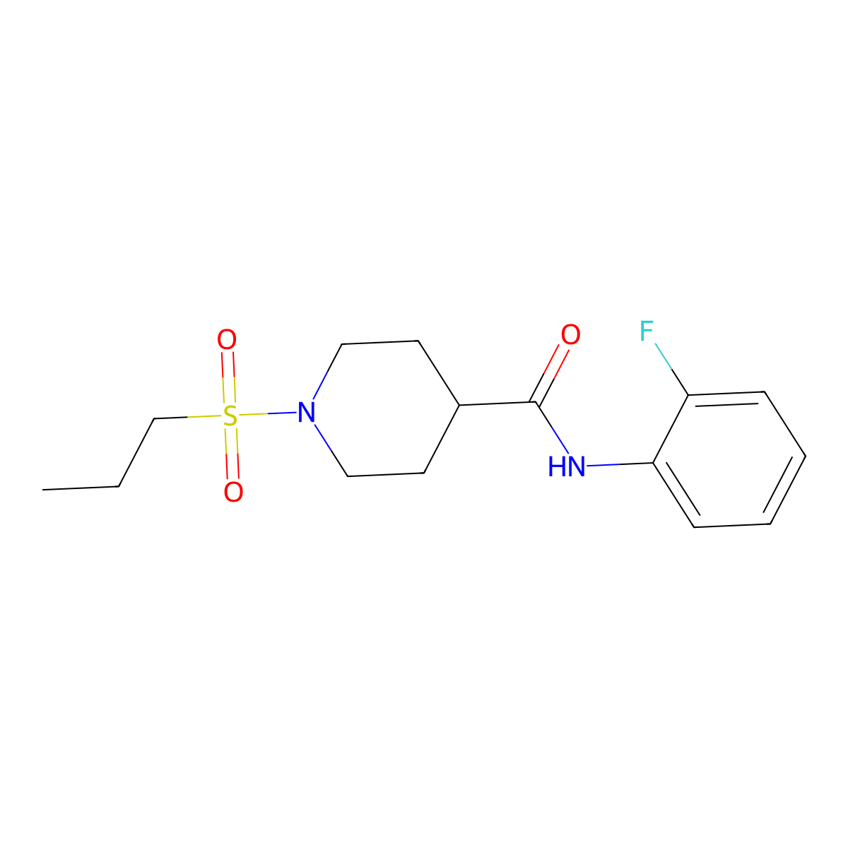 N-(2-fluorophenyl)-1-propylsulfonylpiperidine-4-carboxamide molecular structure, CAS 667902-14-9