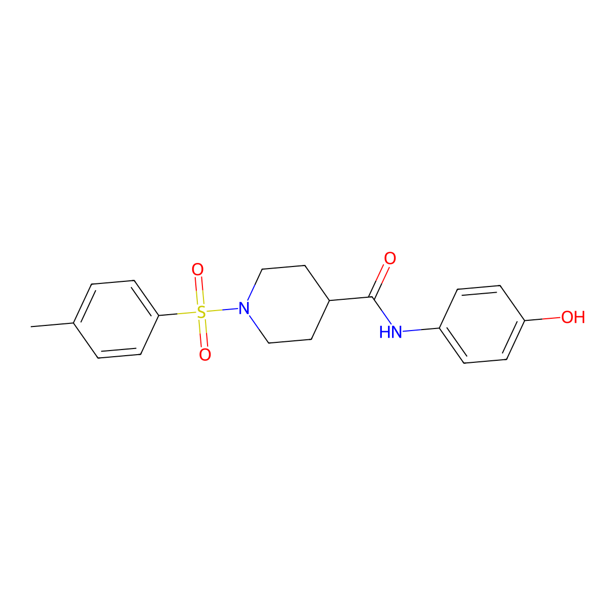N-(4-hydroxyphenyl)-1-(4-methylphenyl)sulfonylpiperidine-4-carboxamide molecular structure, CAS 667902-17-2