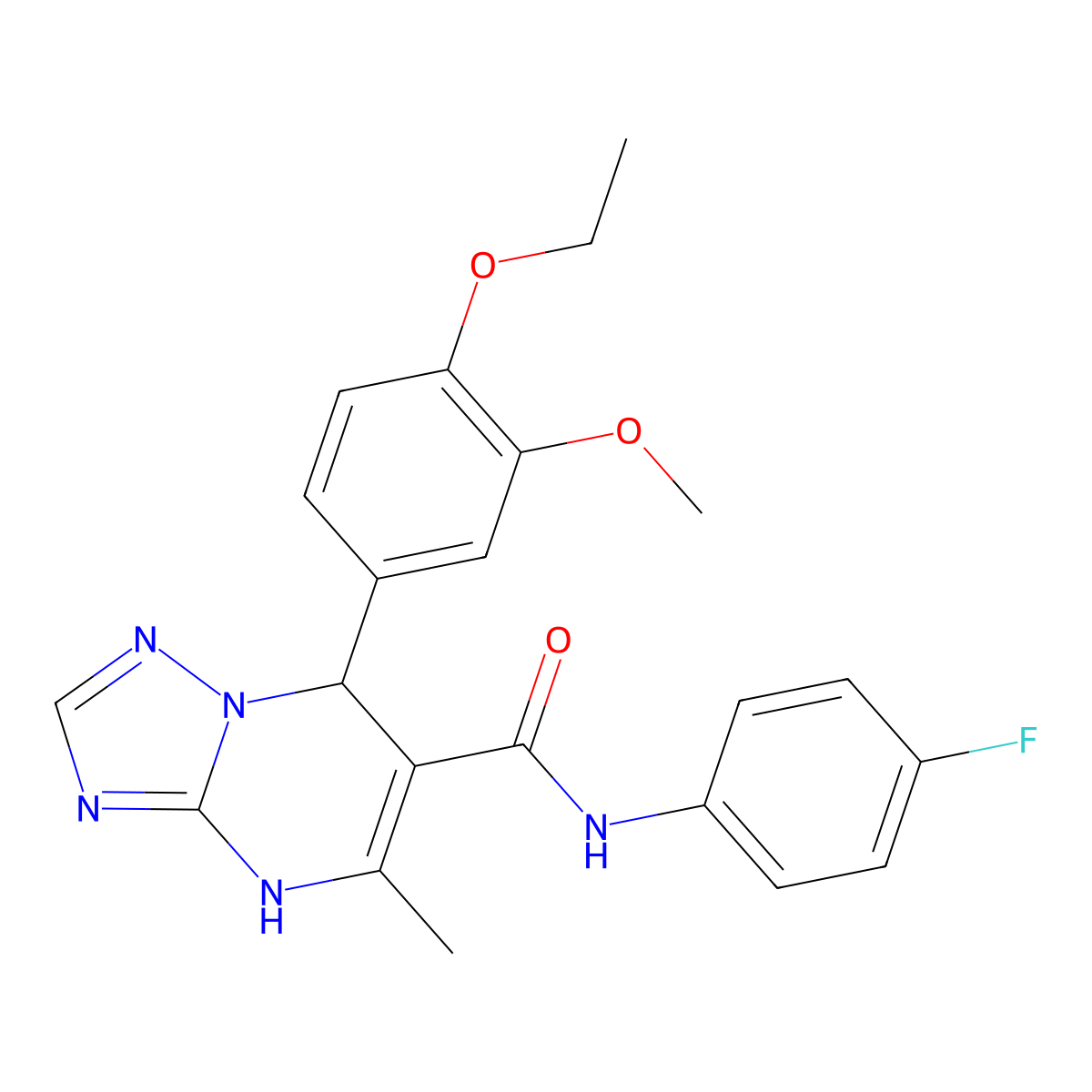 7-(4-ethoxy-3-methoxyphenyl)-N-(4-fluorophenyl)-5-methyl-4,7-dihydro[1,2,4]triazolo[1,5-a]pyrimidine-6-carboxamide molecular structure, CAS 667902-89-8