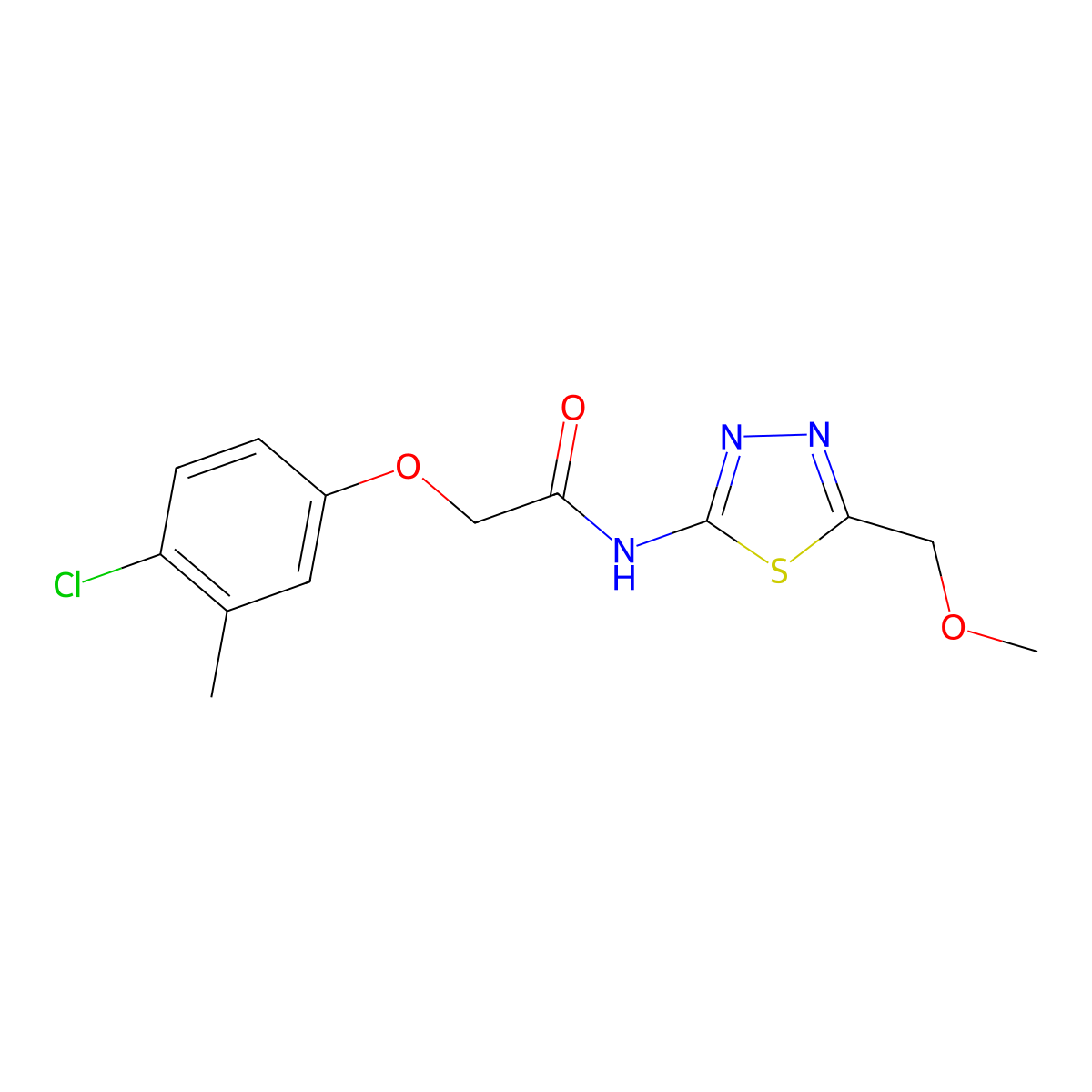 2-(4-chloro-3-methylphenoxy)-N-[5-(methoxymethyl)-1,3,4-thiadiazol-2-yl]acetamide molecular structure, CAS 667903-37-9