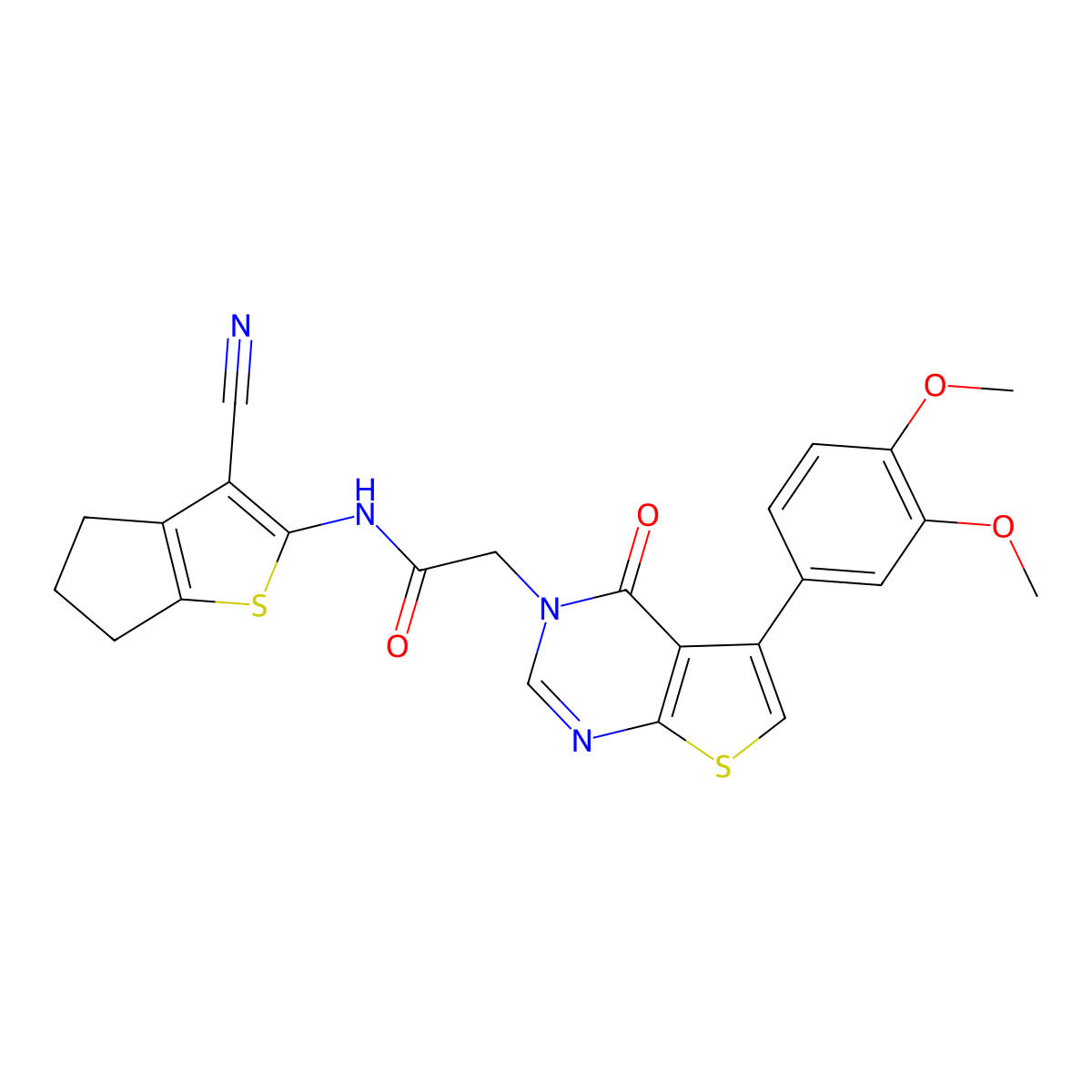 N-(3-cyano-5,6-dihydro-4H-cyclopenta[b]thiophen-2-yl)-2-[5-(3,4-dimethoxyphenyl)-4-oxothieno[2,3-d]pyrimidin-3-yl]acetamide molecular structure, CAS 667903-51-7