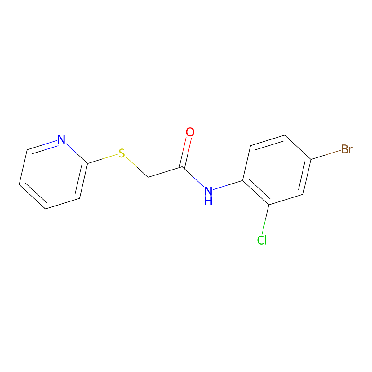 N-(4-bromo-2-chlorophenyl)-2-(pyridin-2-ylsulfanyl)acetamide molecular structure, CAS 667908-39-6